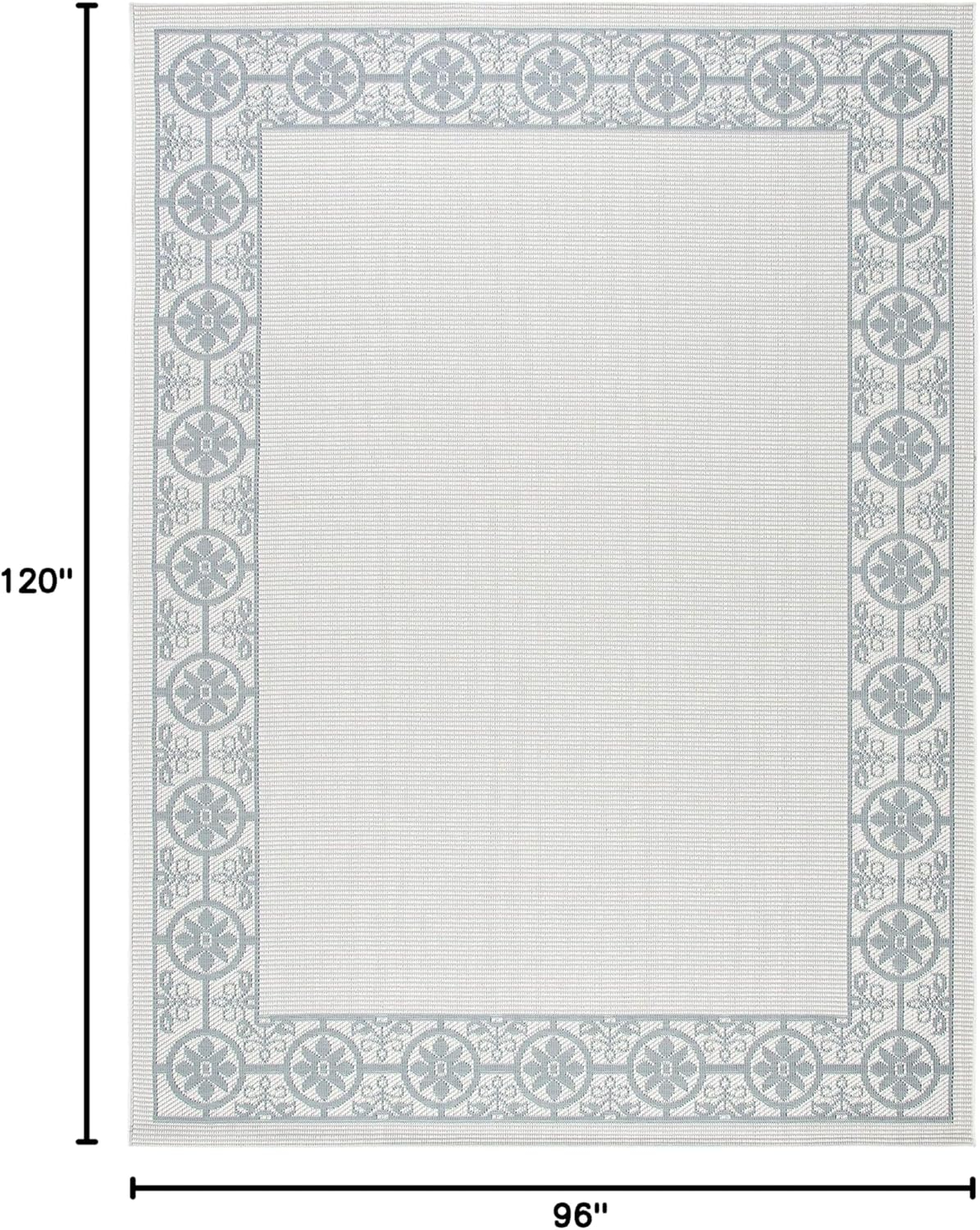 SAFAVIEH Bermuda Zoey Floral Bordered Indoor/Outdoor Area Rug Ivory/Light Blue, 8' x 10'