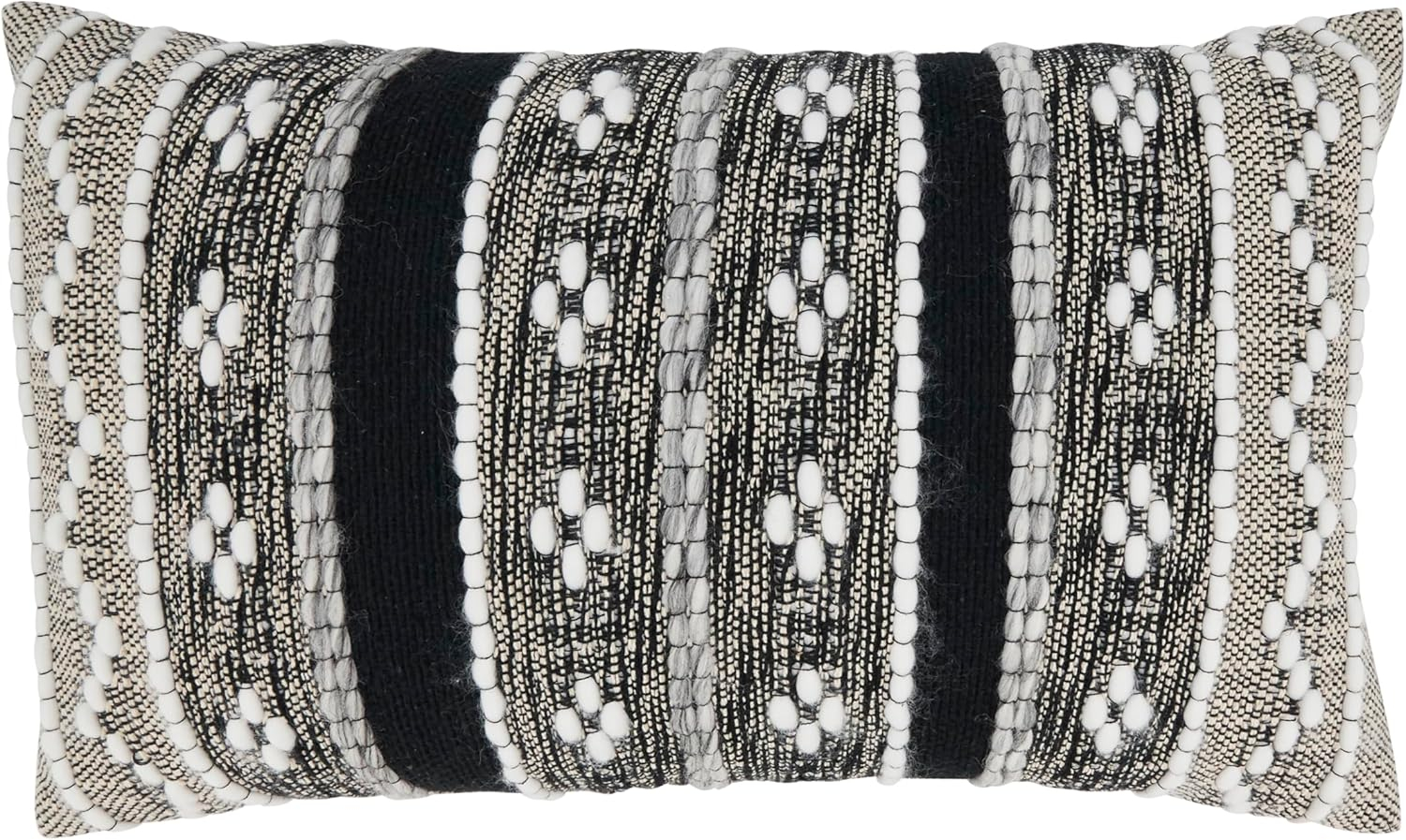 Saro Lifestyle Crafted Multi-Pattern Throw Pillow Cover, Black, 14"x23"
