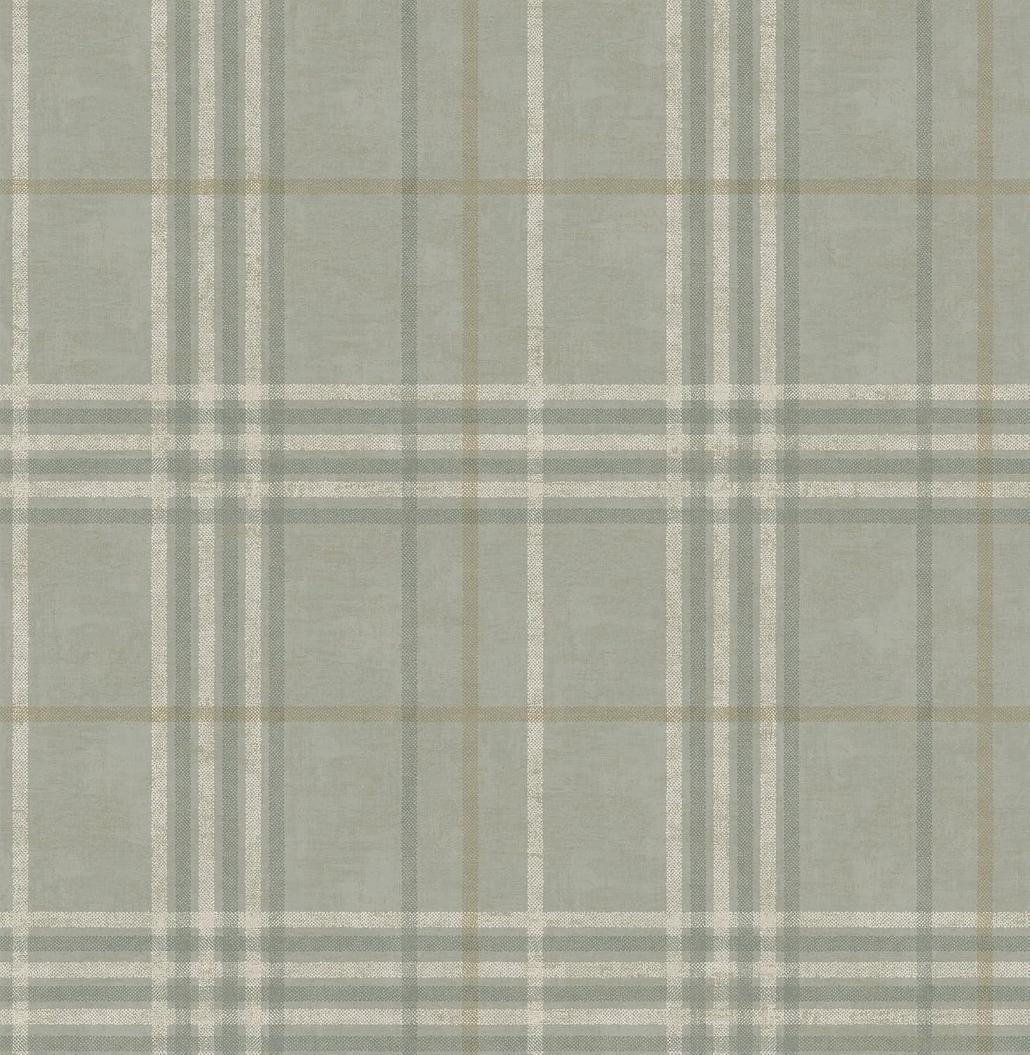 Chesapeake Rockefeller Sage Plaid Unpasted Non Woven Wallpaper, 20.5-in by 33-ft, 56.4 sq. ft.