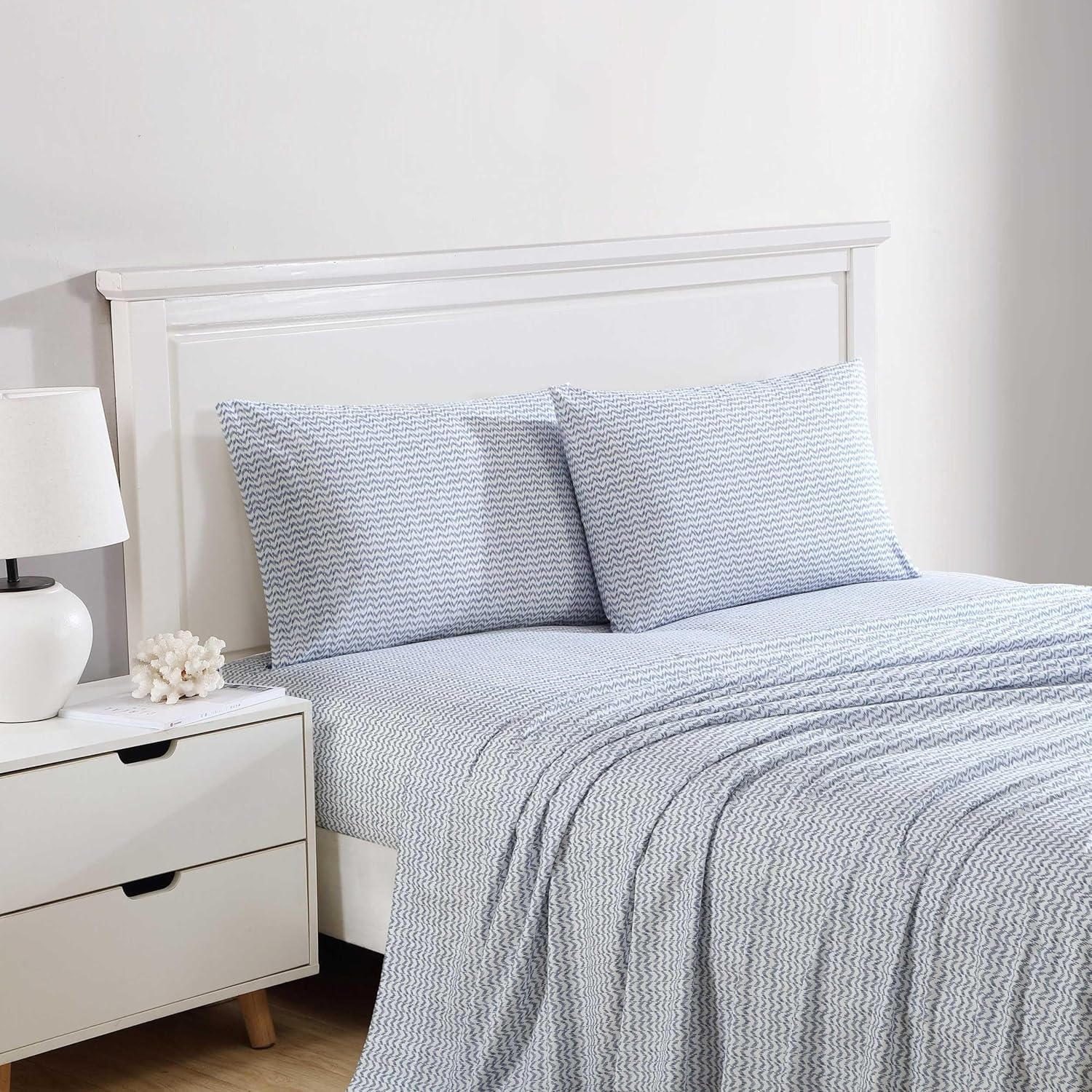 King Blue Cotton Percale Deep Pocket Sheet Set