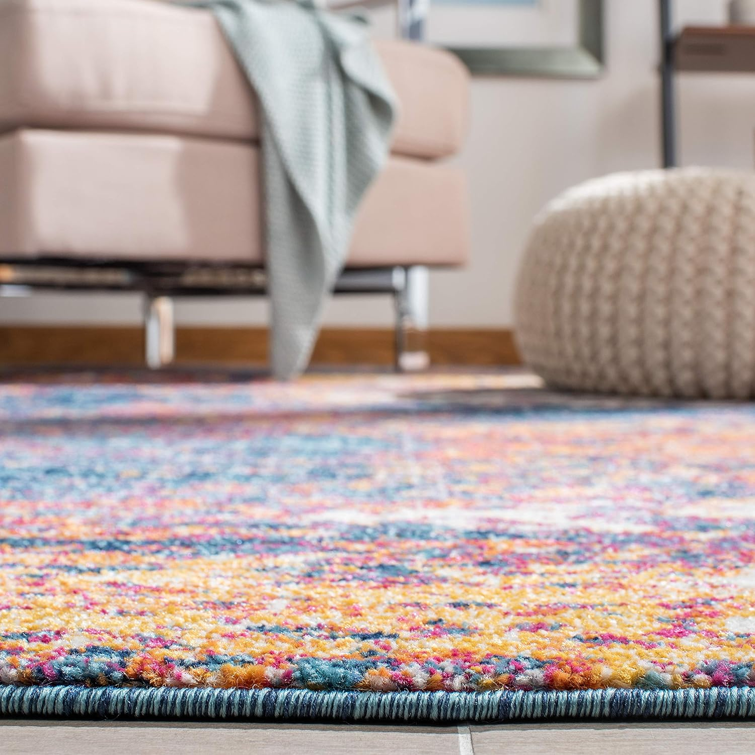 SAFAVIEH Evoke Frosina Abstract Area Rug, Navy/Orange, 5'3" x 7'6"