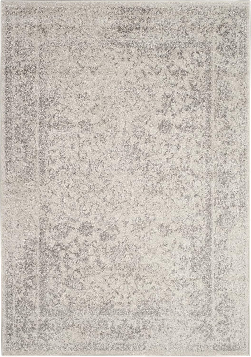 SAFAVIEH Shawn Traditional Faded Area Rug, Ivory/Silver, 4' x 6'