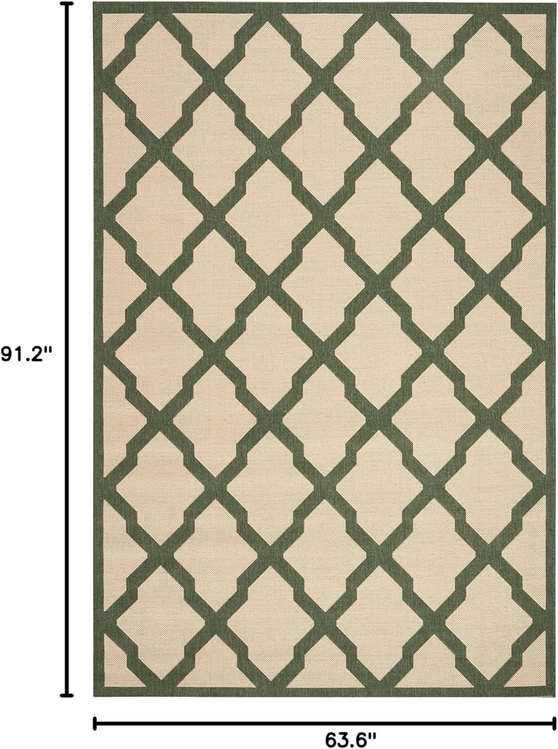 SAFAVIEH Beach House Loraine Trellis Indoor/Outdoor Area Rug Cream/Green, 5'3" x 7'6"
