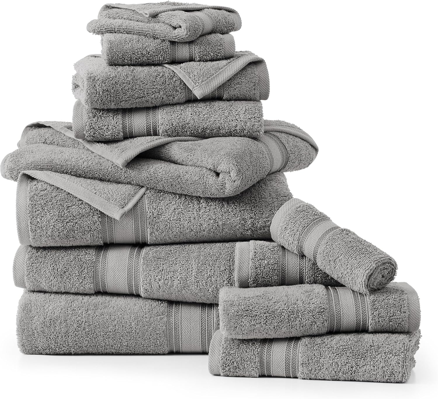 LANE LINEN Luxury Bath Towels Set - 12 Piece, 100% Cotton, Zero Twist, Super Soft & Absorbent, Includes 4 Bath Towels, 4 Hand Towels, 4 Washcloths - White