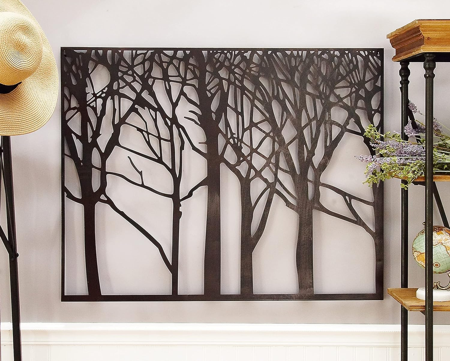 DecMode Black Metal Tree Wall Decor