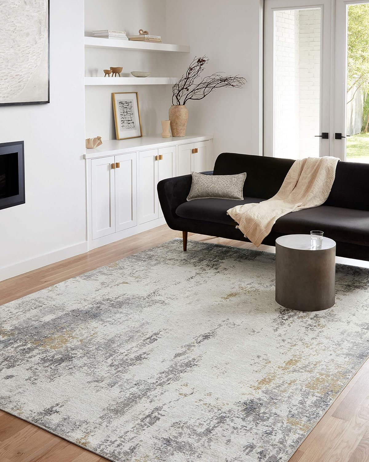 Loloi II Drift Collection DRI-02 Ivory/Granite, Contemporary 18" x 18" Sample