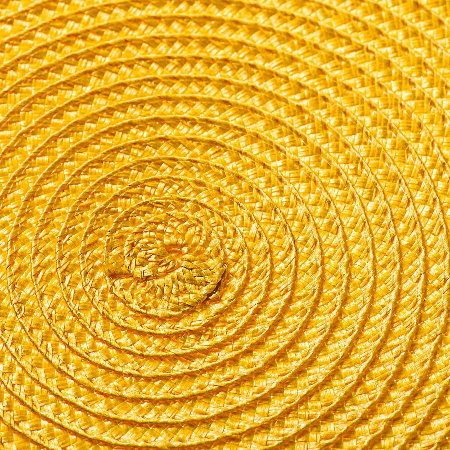 AHHFSMEI Round Braided Placemats 15 Inch Round Table Mats for Dining Tables Woven Heat Resistant Place mats Set of 6 (Yellow)