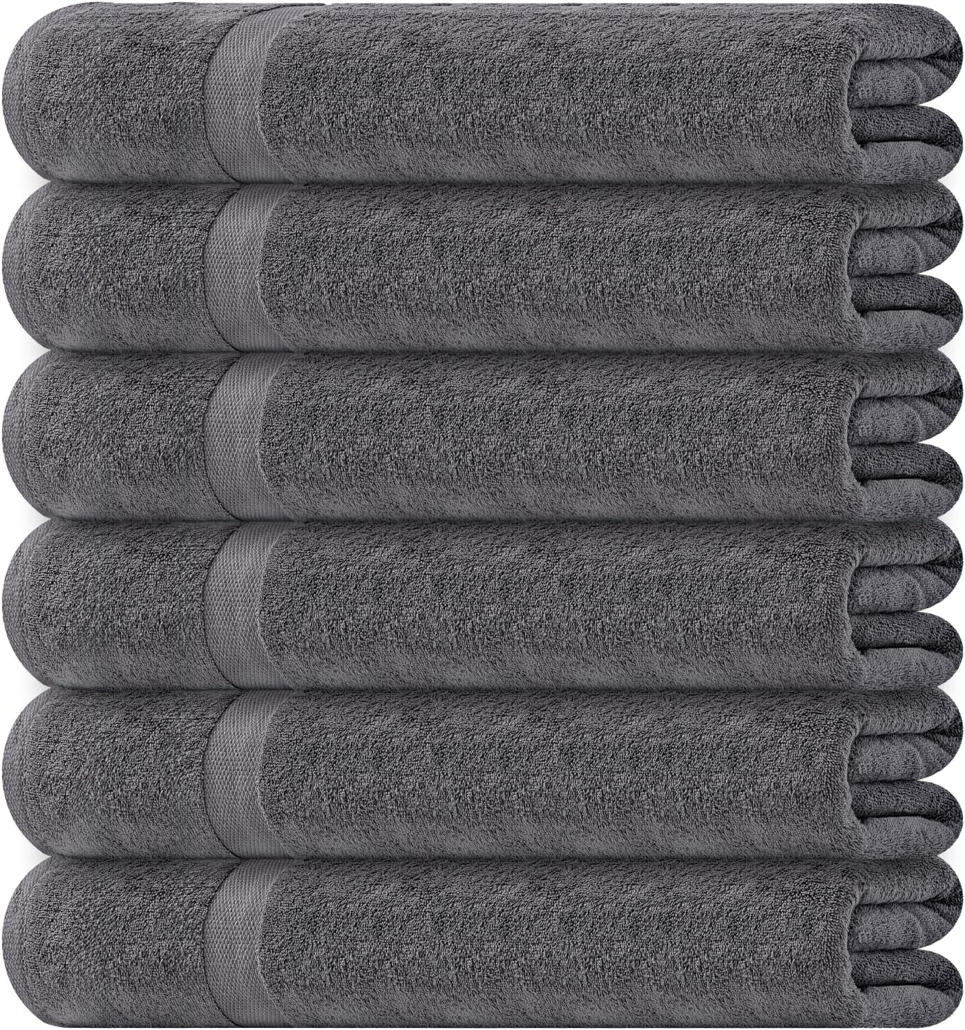 White Classic Juego de Toallas de Baño Pequeñas, Paquete de 6 Toallas de Gimnasio de 22 x 44, Toallas de Baño Finas y Ligeras 100% Algodón para Piscina, Spa, Salón, Juego de 6 Pzas para Uso Doméstico y Profesional, Gris