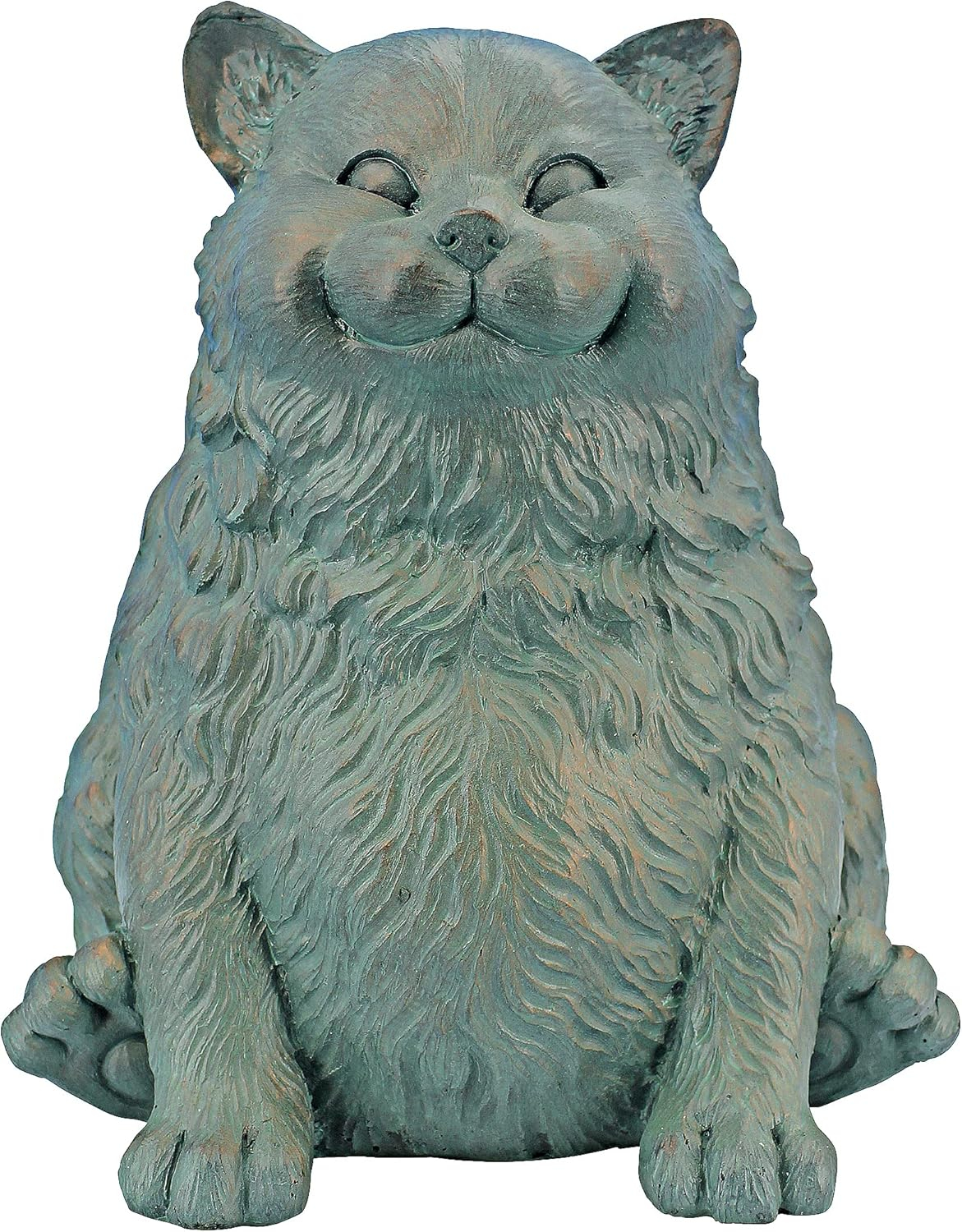 Design Toscano Sitting Phat Cat Animal Statue, 8 Inch, Resin, Faux Bronze Finish