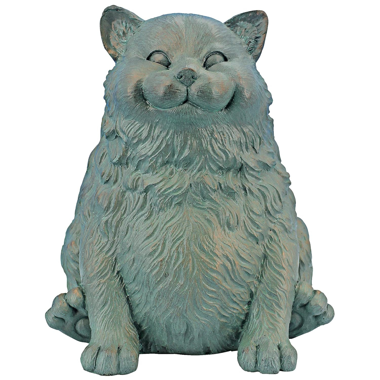 Design Toscano Sitting Phat Cat Animal Statue, 8 Inch, Resin, Faux Bronze Finish