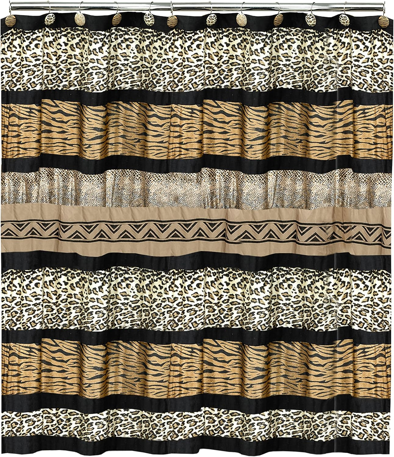 Popular Bath Shower Curtain, Jezella Collection, Animal Print