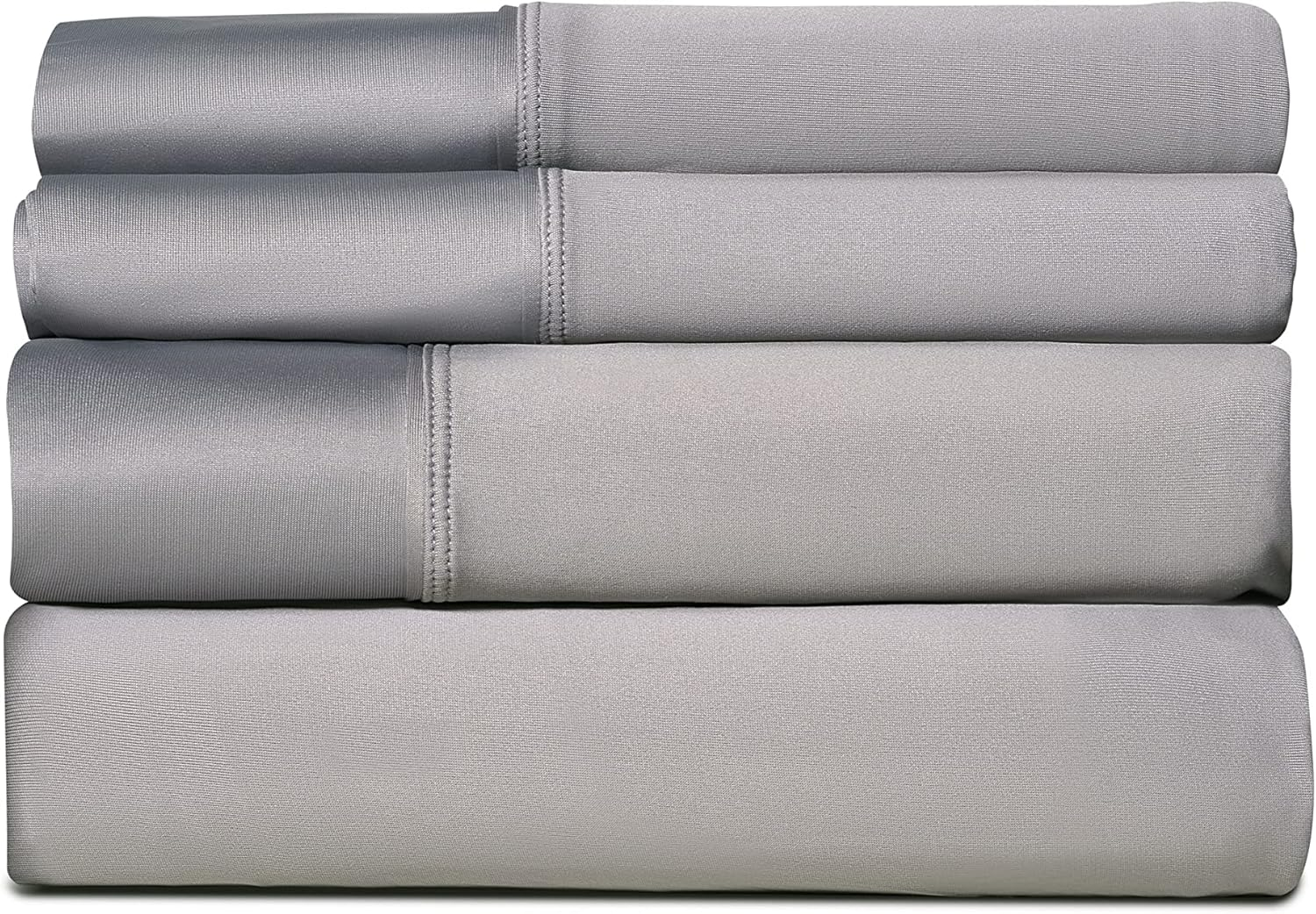 SHEEX Active Comfort Sheet Set with 2 Pillowcases, King/California King - Cooling - Breathable - Deep Pocket - Moisture-Wicking, Pewter