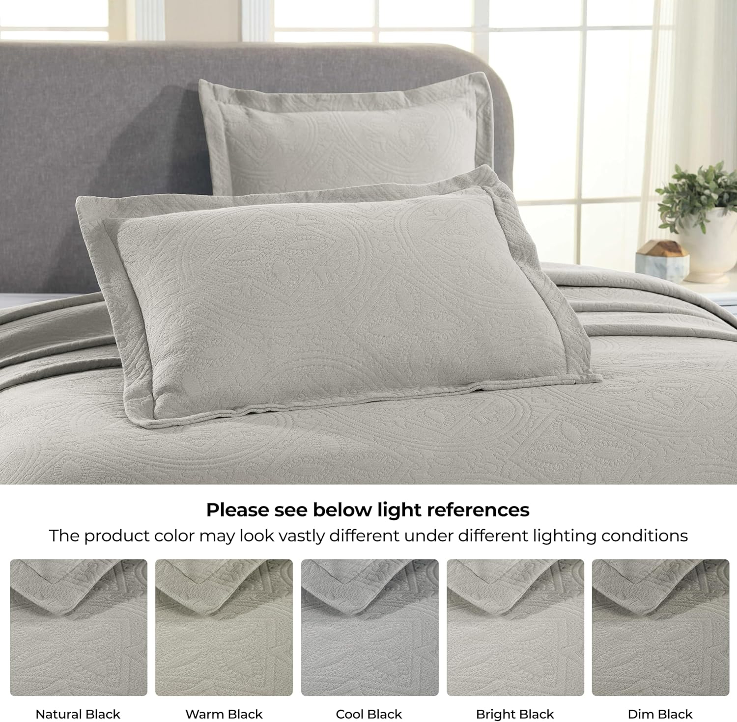 Celtic Circles King White Cotton Bedspread and Pillow Shams Set