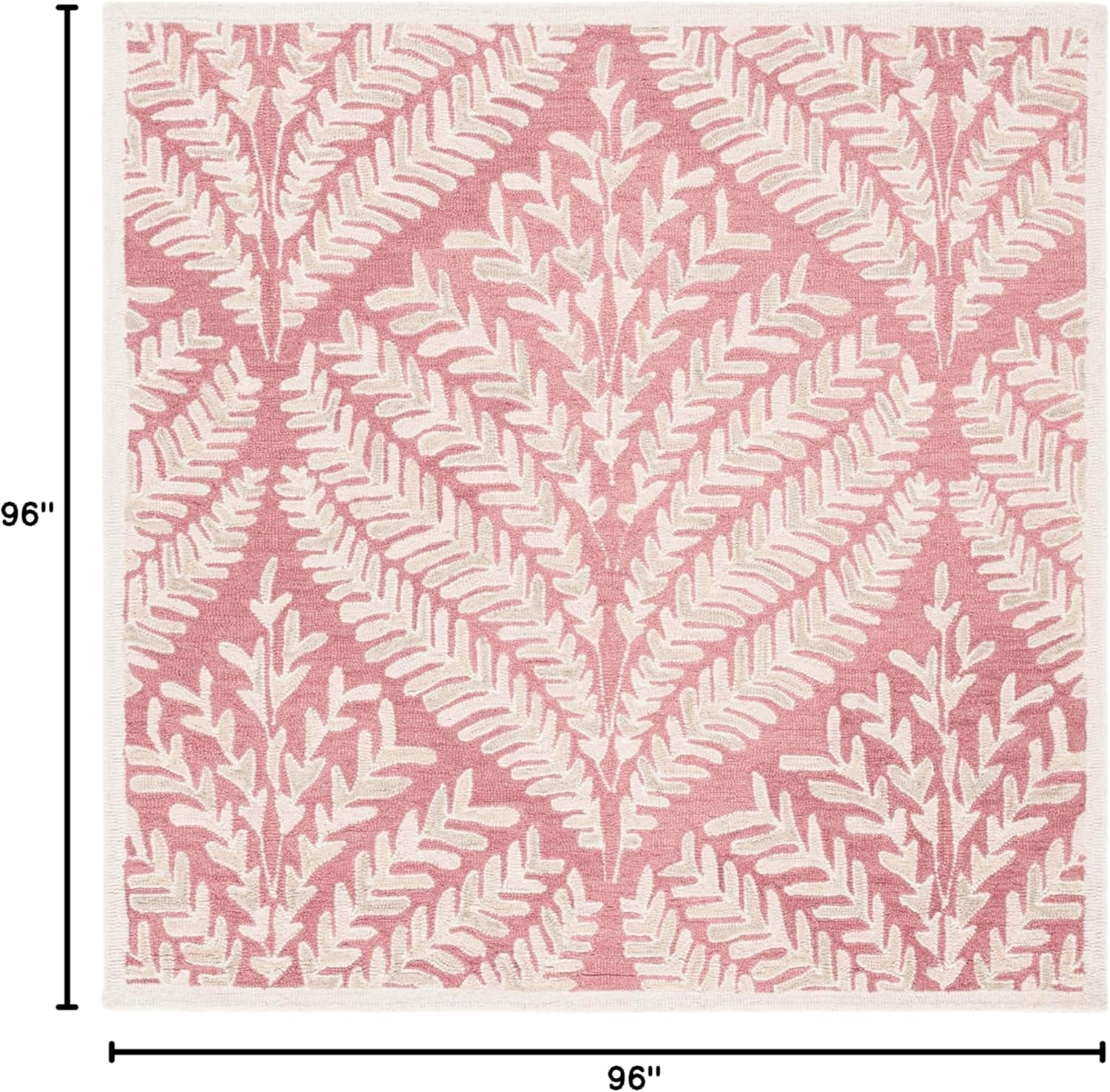 SAFAVIEH Capri Proinsias Leaves Wool Area Rug, Pink/Ivory, 8' x 8' Square