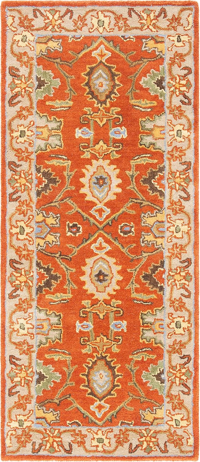 SAFAVIEH Heritage Giles Traditional Wool Runner Rug, Rust/Beige, 2'3" x 12'