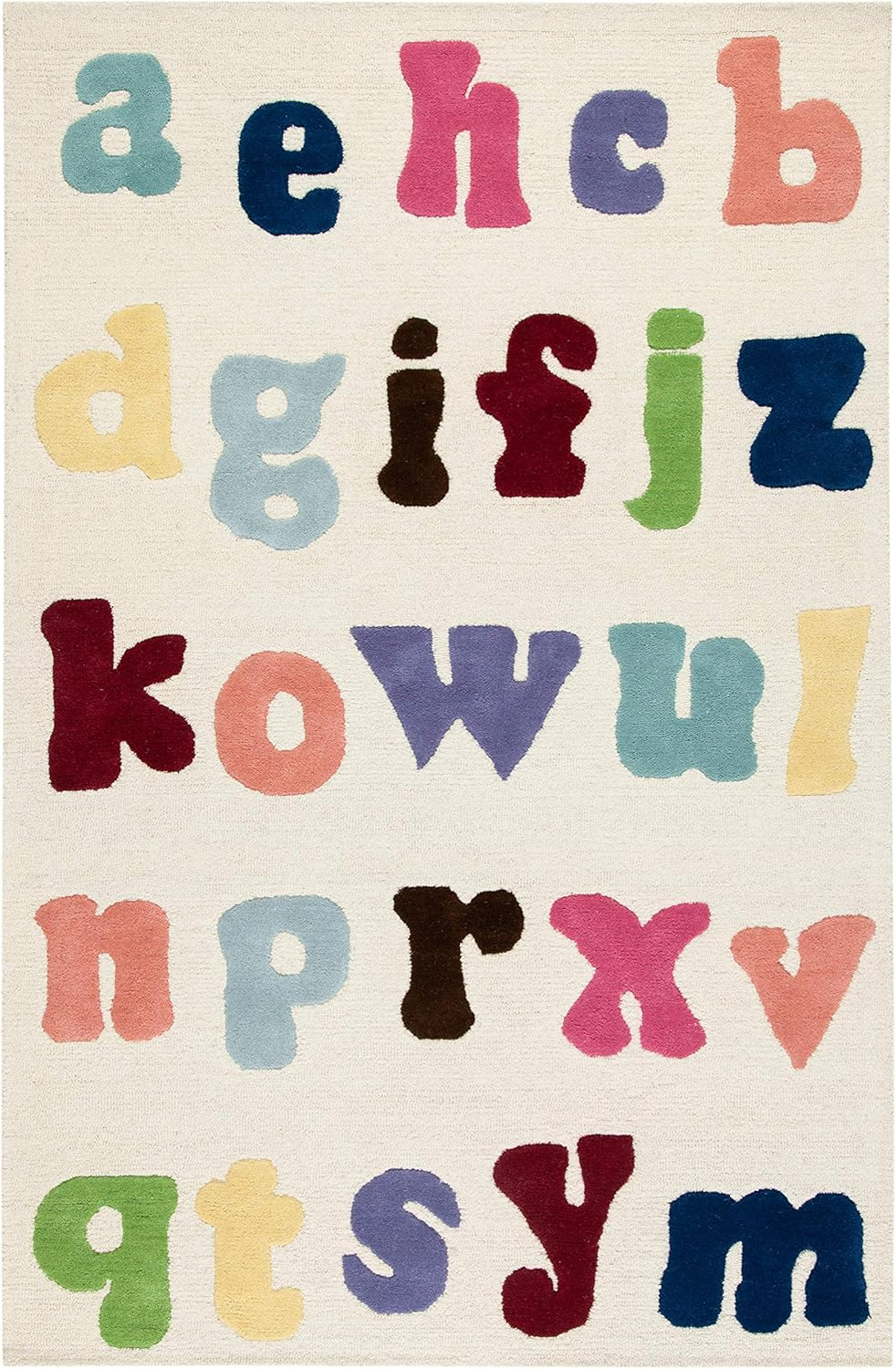 SAFAVIEH Kids Ryker Alphabet Area Rug, Ivory/Multi, 3' x 5'