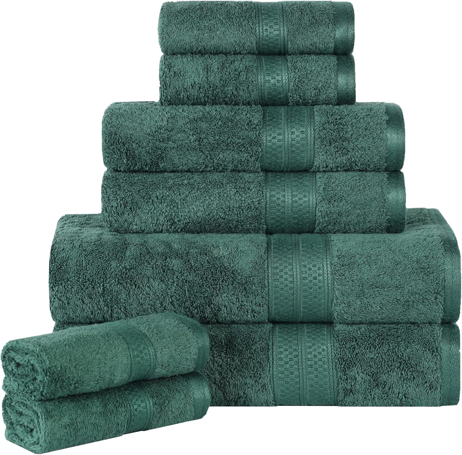 Superior 8-Piece Ultra-Soft Bamboo Bath Towel Set for Bathroom, Spa, and Gym, Hunter Green