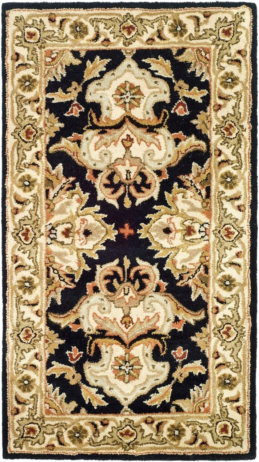 SAFAVIEH Heritage Braganza Traditional Wool Area Rug, Black/Ivory, 2'3" x 4'
