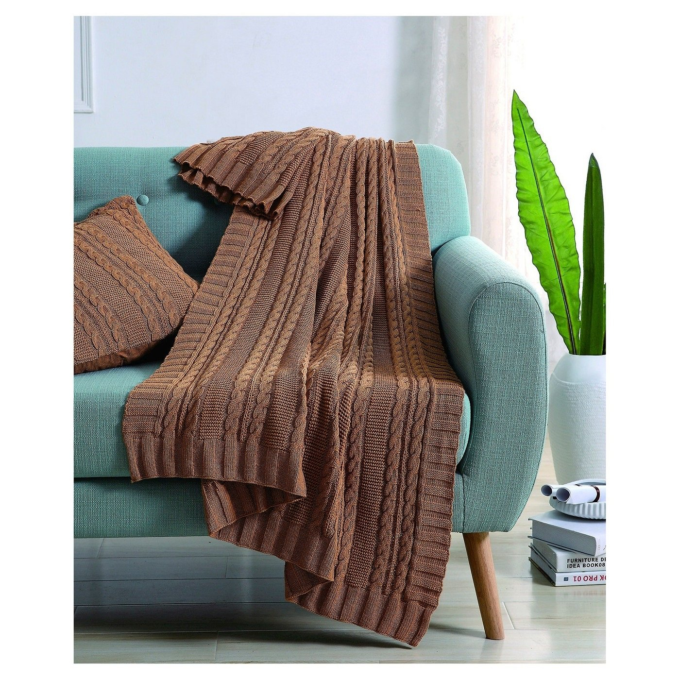 VCNY Dublin Cable Knit Throw Blanket, 50" x 70"