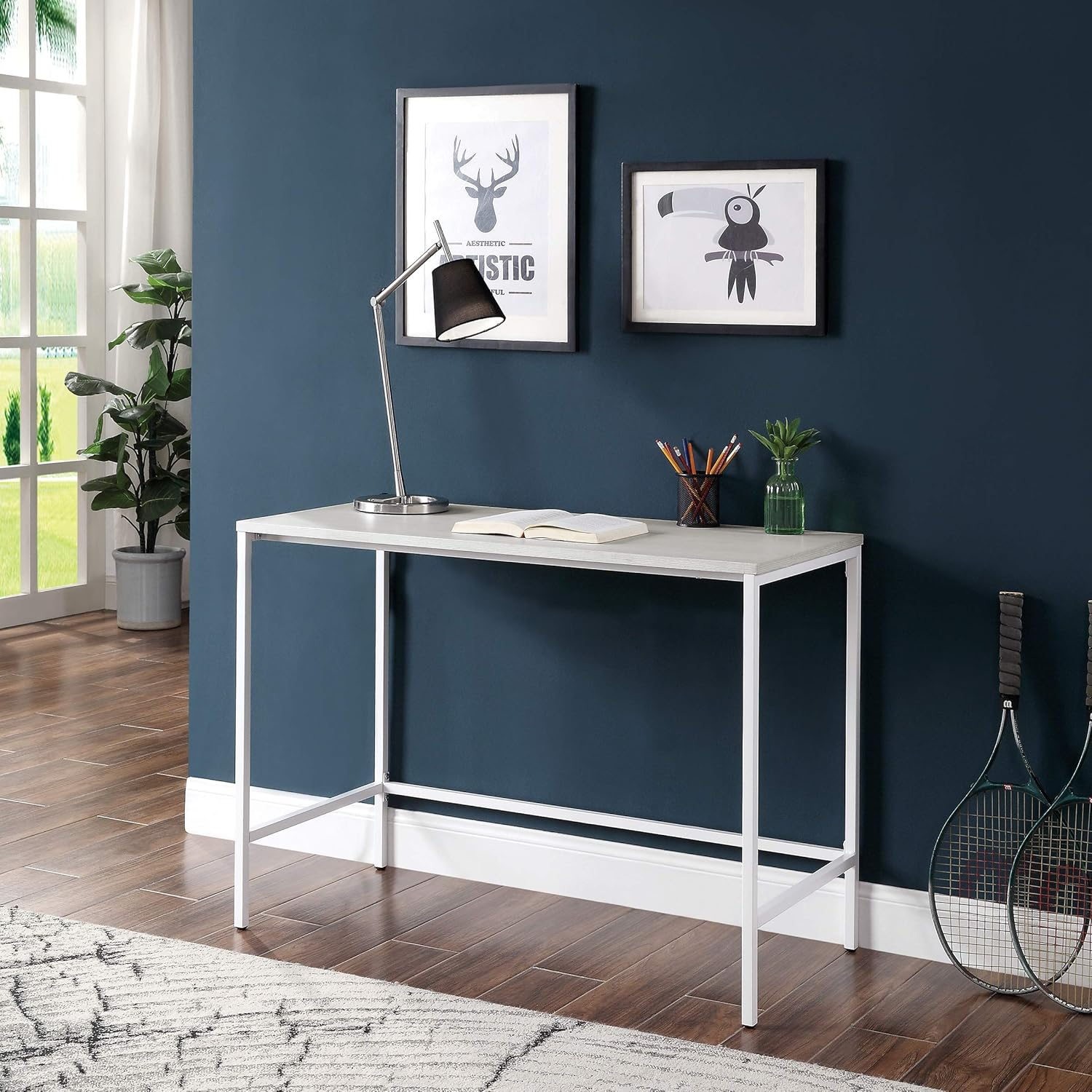 OSP Home Furnishings Contempo 42" Desk in White Oak Finish