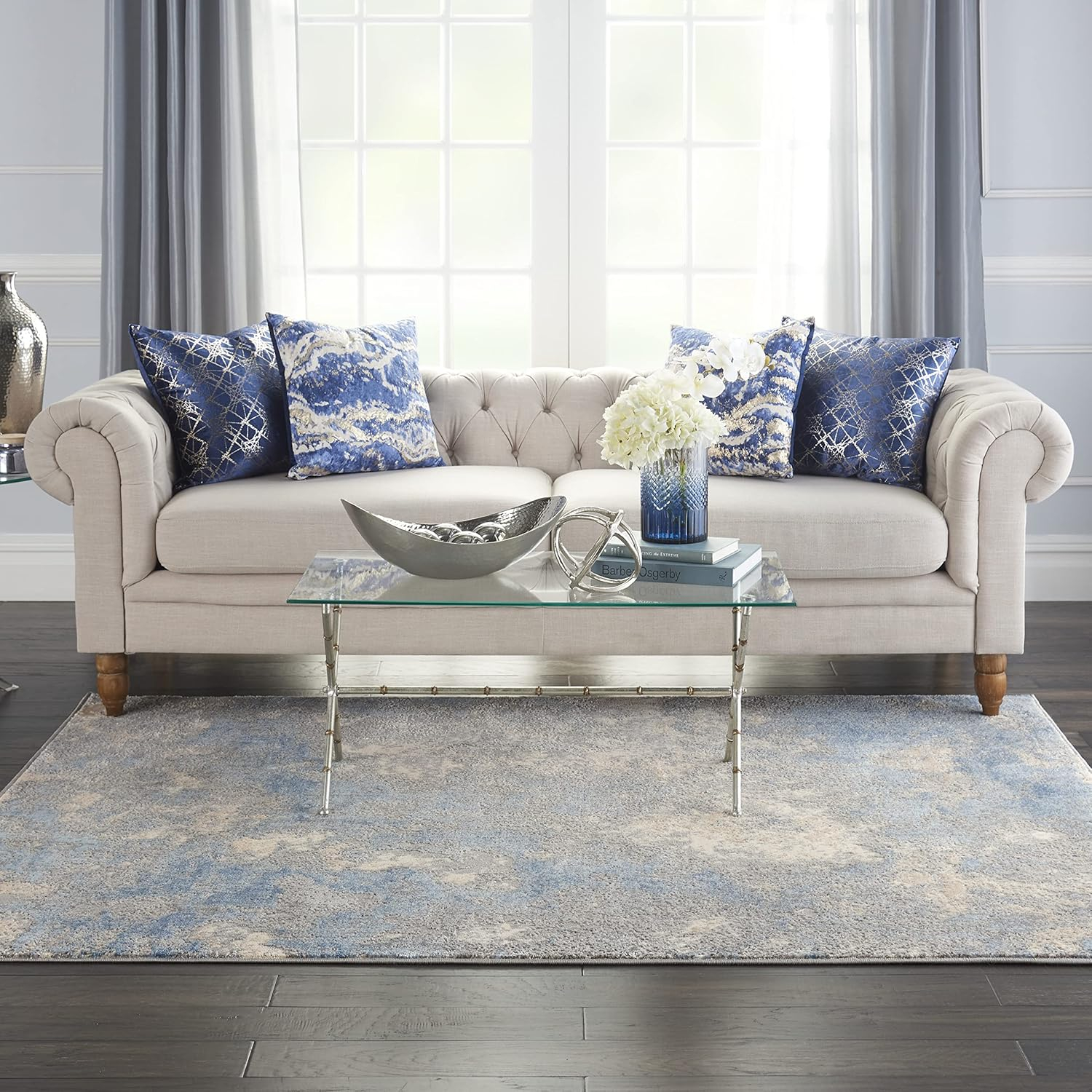Inspire Me Home Decor Joli Ivory Blue 5'3" x 7'3" Area Rug 099446764621