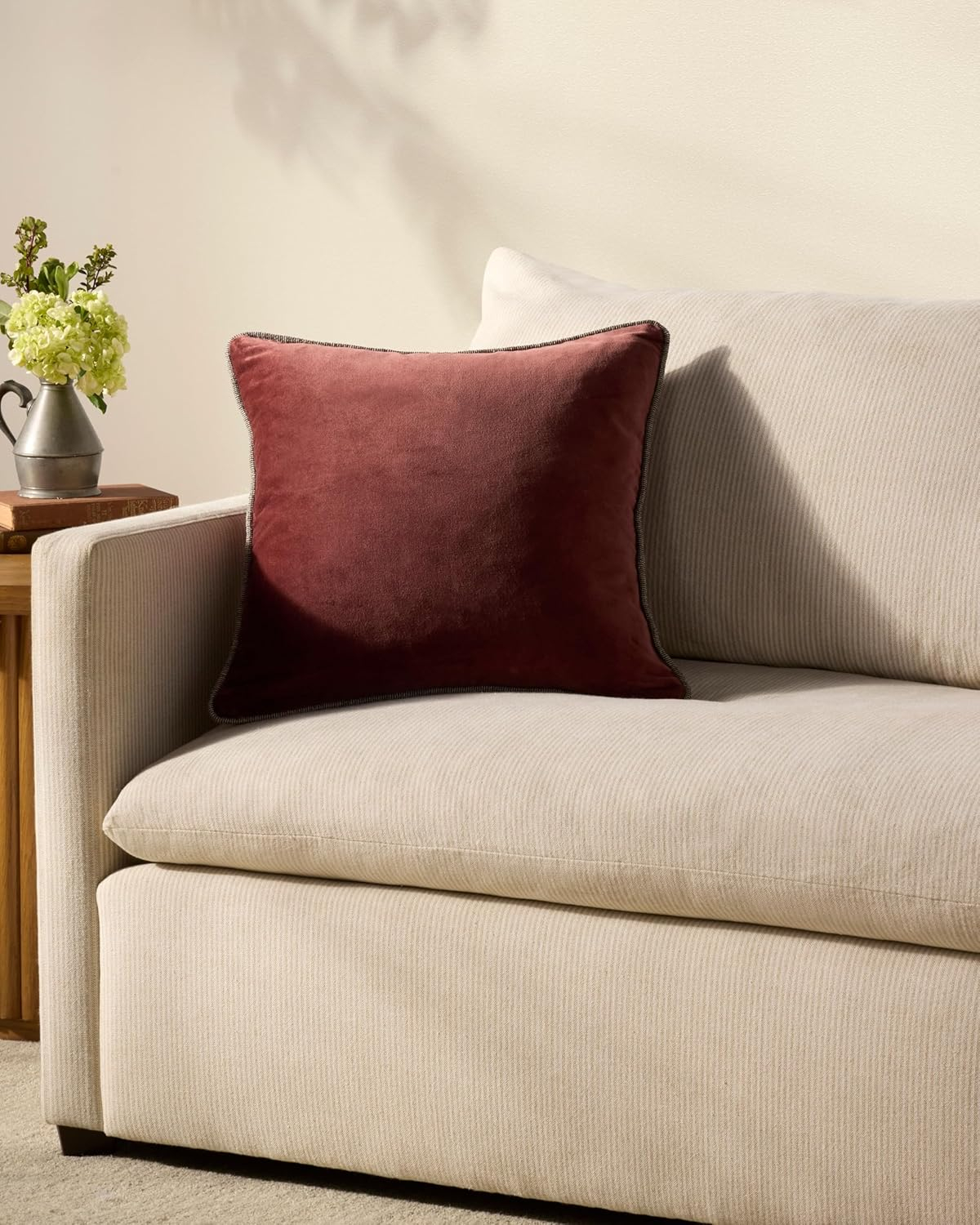 Loloi Chris Loves Julia Liza Collection PCJ0020 Wine 18'' x 18'' Cover w/Down Pillow