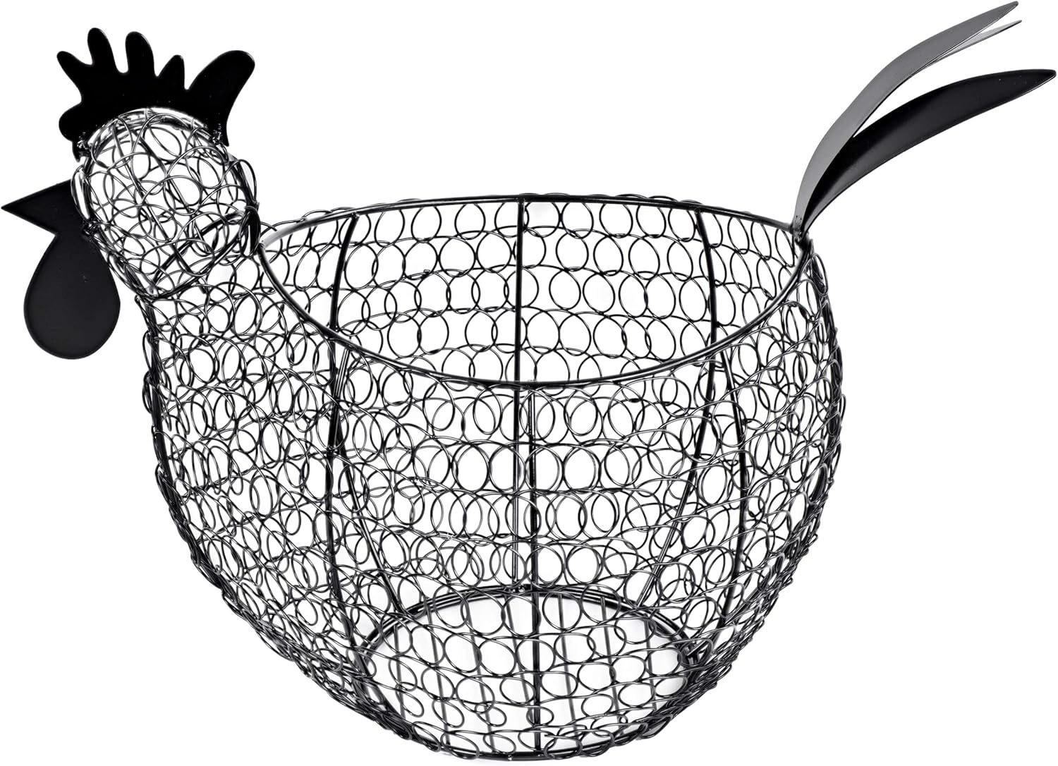 Rural365 Black Metal Chicken Egg Basket - Rustic Decor Chicken Basket Egg Holder