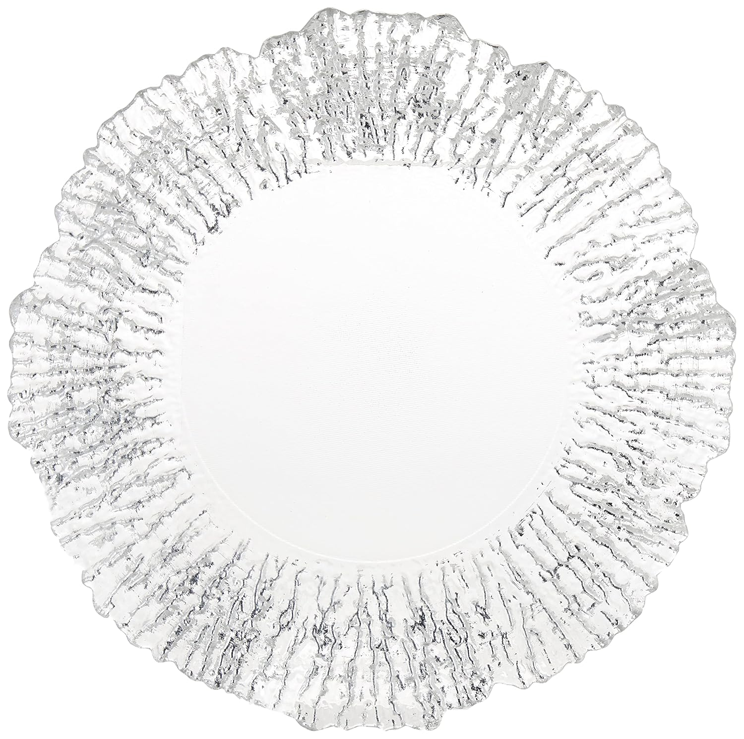 Silver Glass Flower Pattern Charger Plate, 14-inch