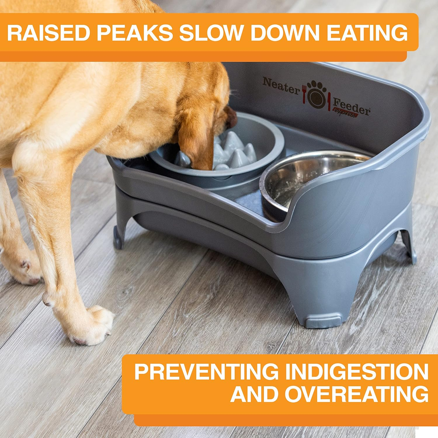 Neater Pets The Niner Slow Feed Bowl for Cats & Dogs - Slow Down Eating & Stop Bloat Vomit - 2 Cups Food Capacity