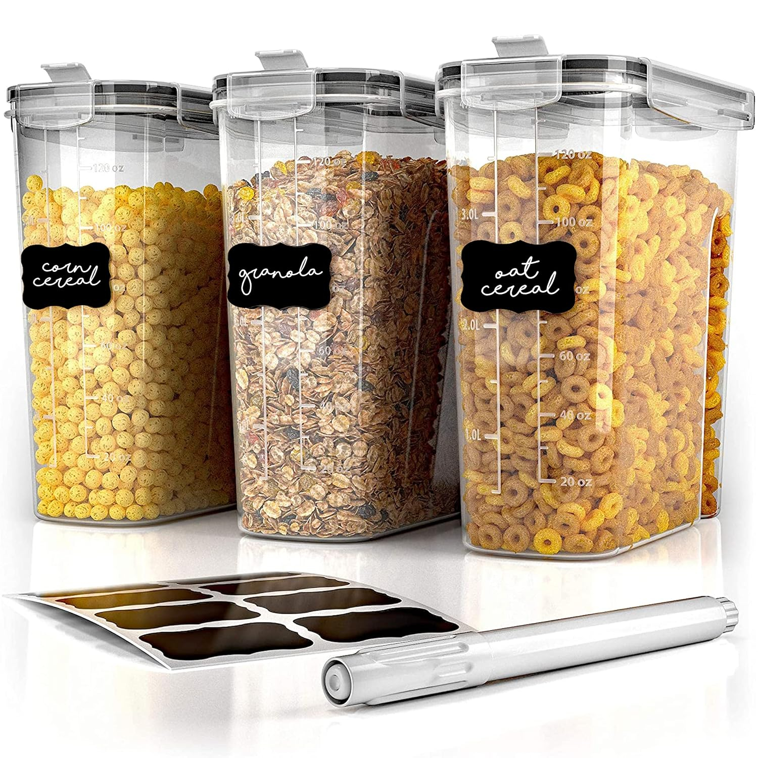 Simply Gourmet Food Storage Containers for Kitchen Organization - Pack of 7 BPA-Free Airtight Organizers for Flour, Sugar, Coffee & More - Includes Labels & Marker 7pack