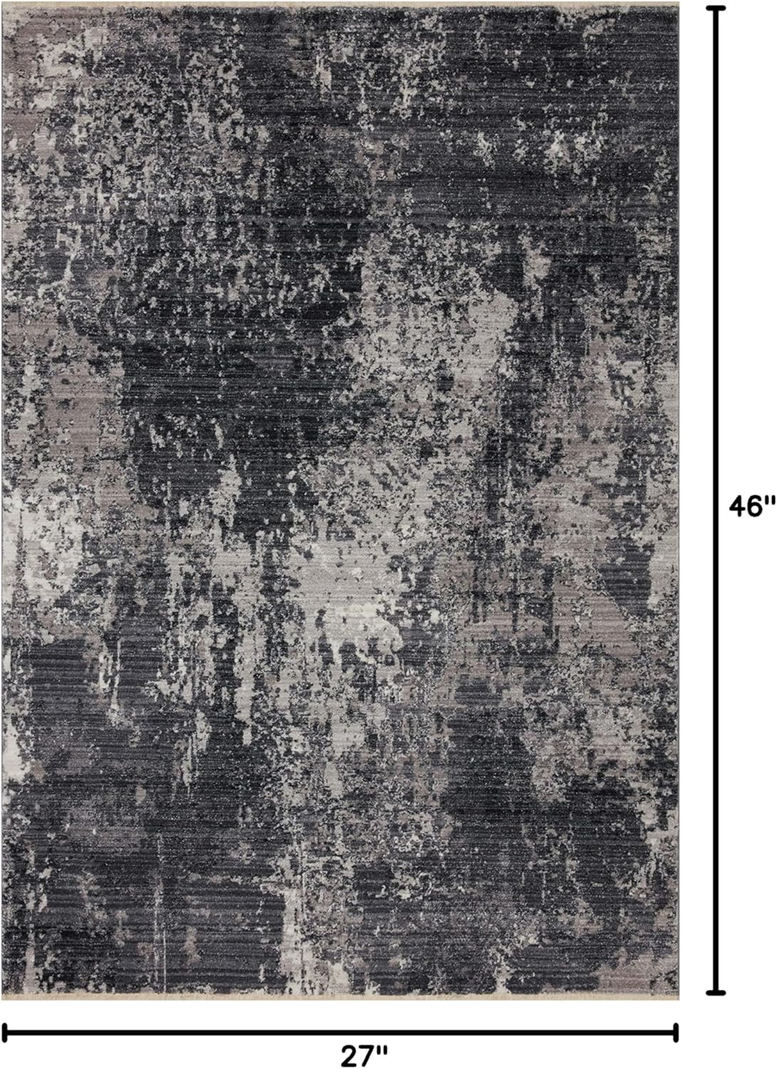 Charcoal and Silver Abstract Rectangular Synthetic Rug