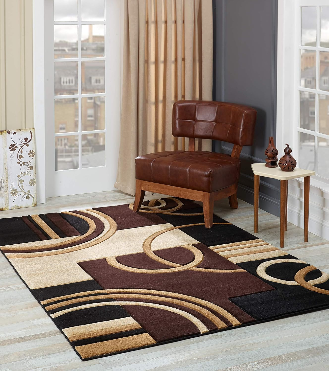 GLORY RUGS Area Rug Modern Soft Hand Carved Contemporary Floor Carpet with Premium Fluffy Texture for Indoor Living Dining Room and Bedroom Area (4x6, Turquoise)