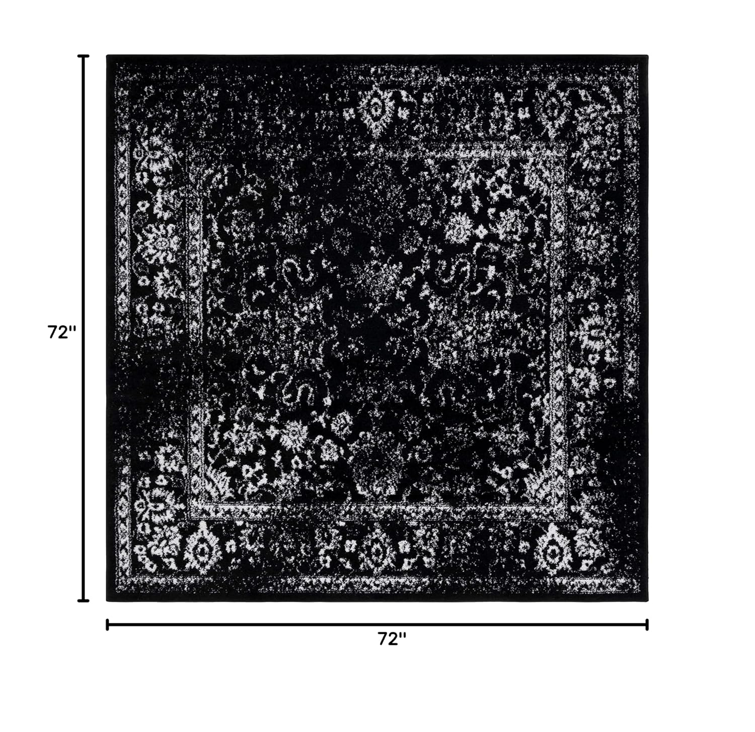 SAFAVIEH Adirondack Wyatt Traditional Area Rug, Black/Ivory, 6' x 6' Square