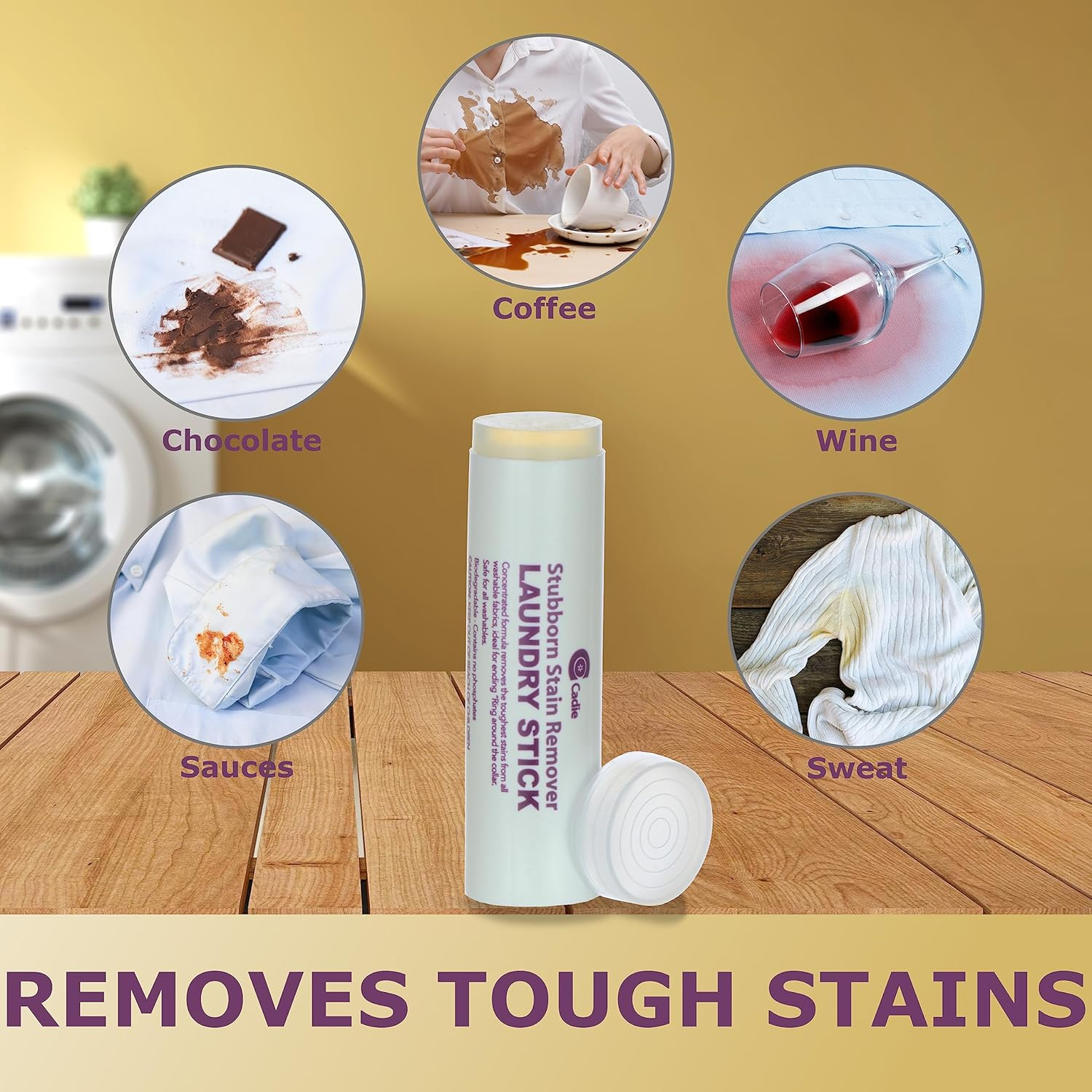 Compact White Laundry Stain Remover Stick for Fabrics