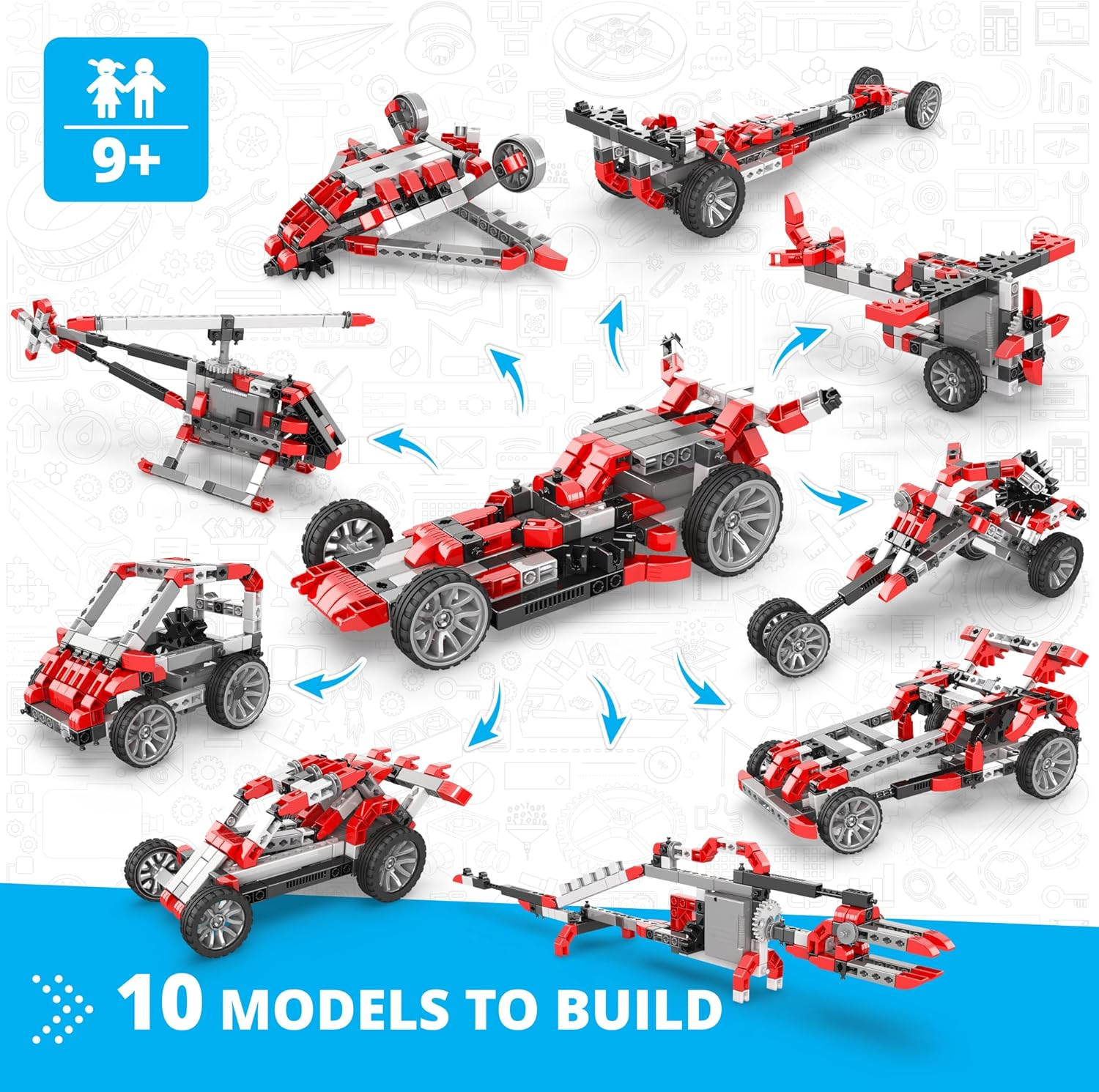 Engino- Inventor STEM Toys, Motorized Race Car Construction Toys for Kids 9+