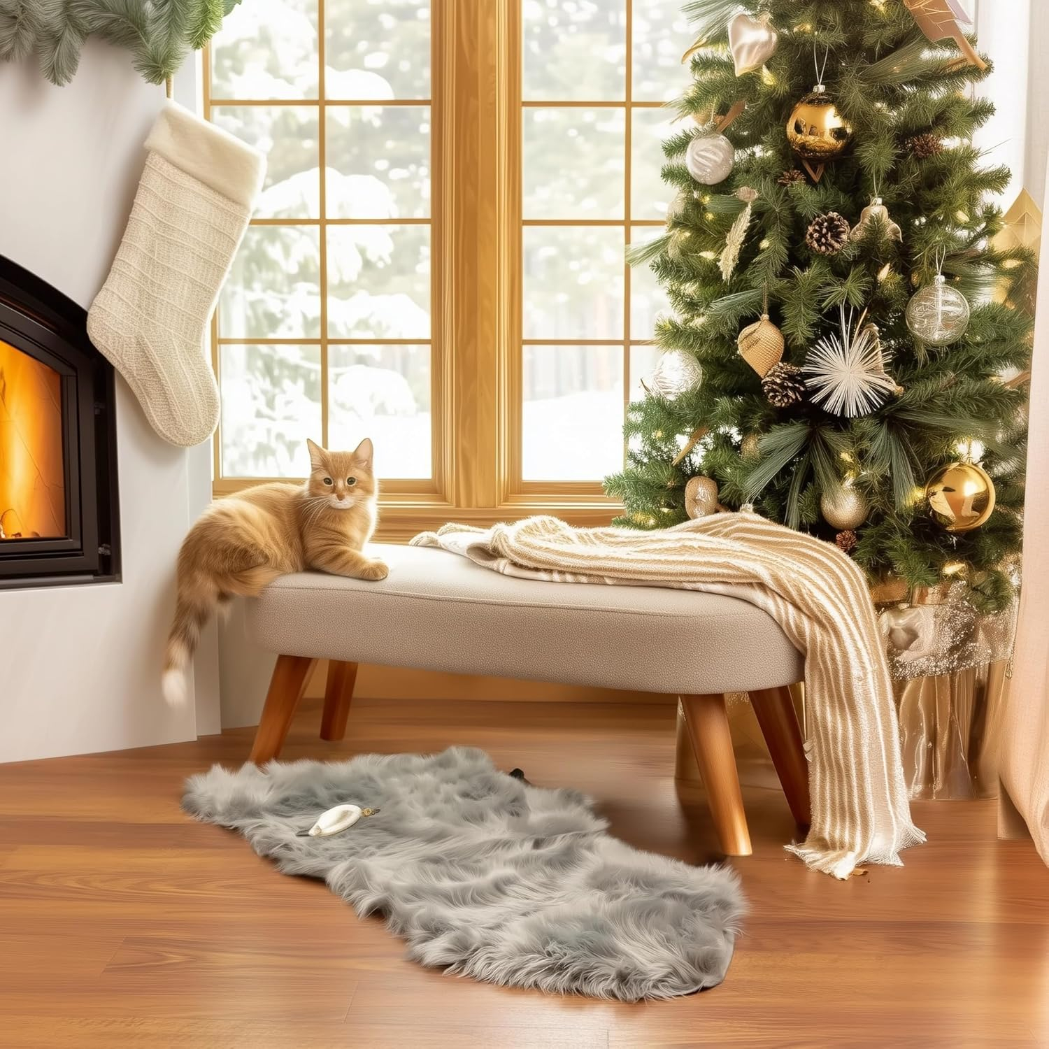 Super Area Rug Glam Solid Print Shag Area Rug, 2' x 4'