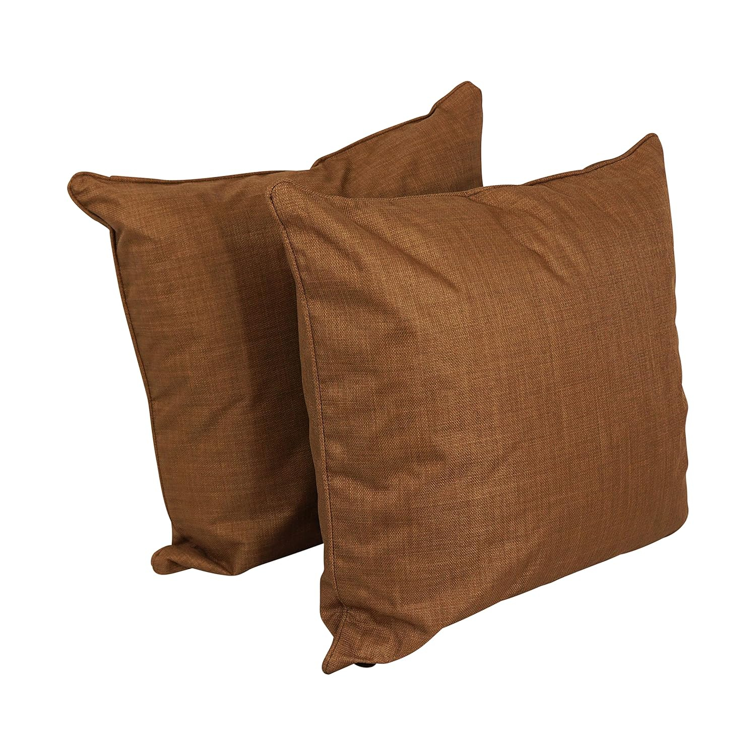 Mocha 25" Double-Corded Spun Polyester Square Floor Pillows, Set of 2