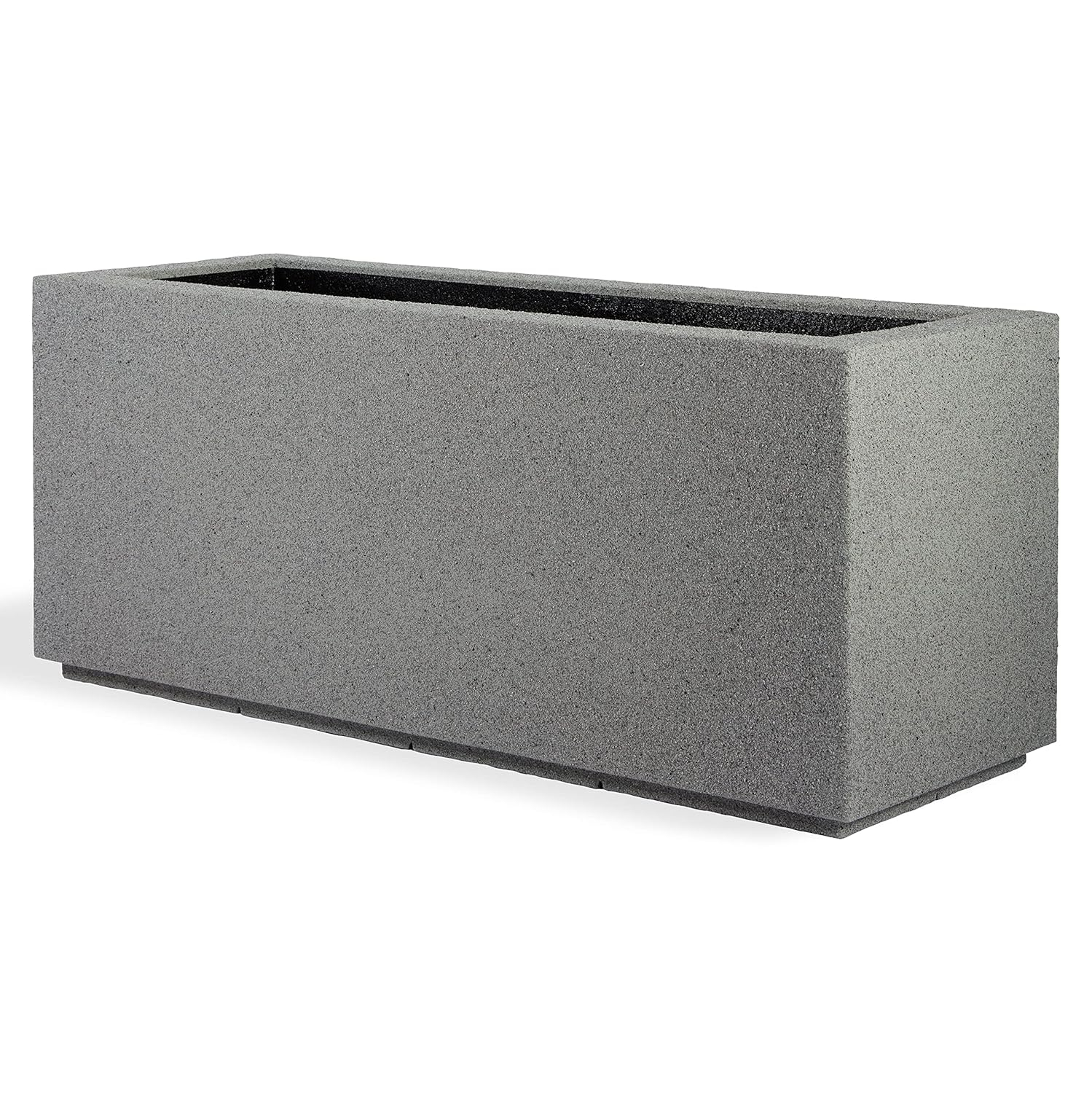 PolyStone Milan Tall Modern Outdoor/Indoor Rectangular Trough Planter, 46" L X 17" W X 19" H, Lightweight, Heavy Duty, Weather Resistant, Polymer Finish, Commercial and Residential (Gray Granite)