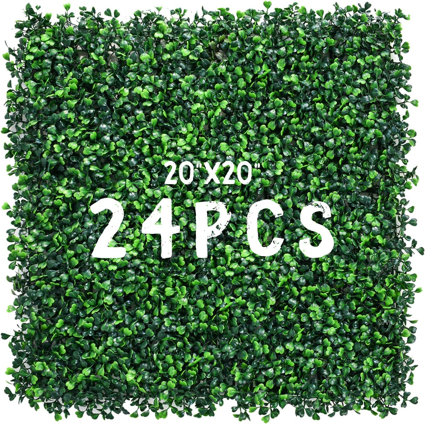 Decwin 24 Pieces 20" X 20" Artificial Grass Wall Backdrop Green Backdrop Wall Greenery Wall Boxwood Panels UV Stable for Indoor Outdoor Decor Garden Fence Backdrop