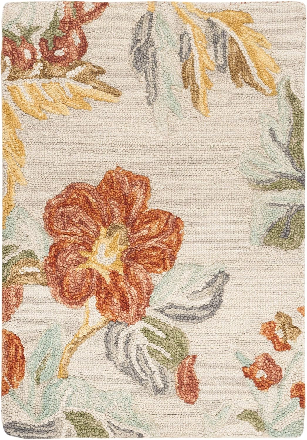 SAFAVIEH Blossom Caiden Floral Wool Area Rug, Grey/Red, 10' x 14'