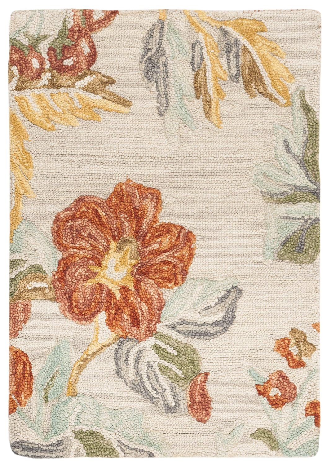 SAFAVIEH Blossom Caiden Floral Wool Area Rug, Grey/Red, 5' x 8'