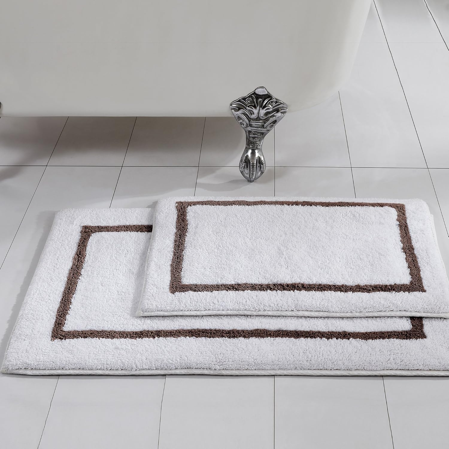 Modern Threads Modern Threads 2-Pack Reversible Contrast Stripe Bath Mat Set