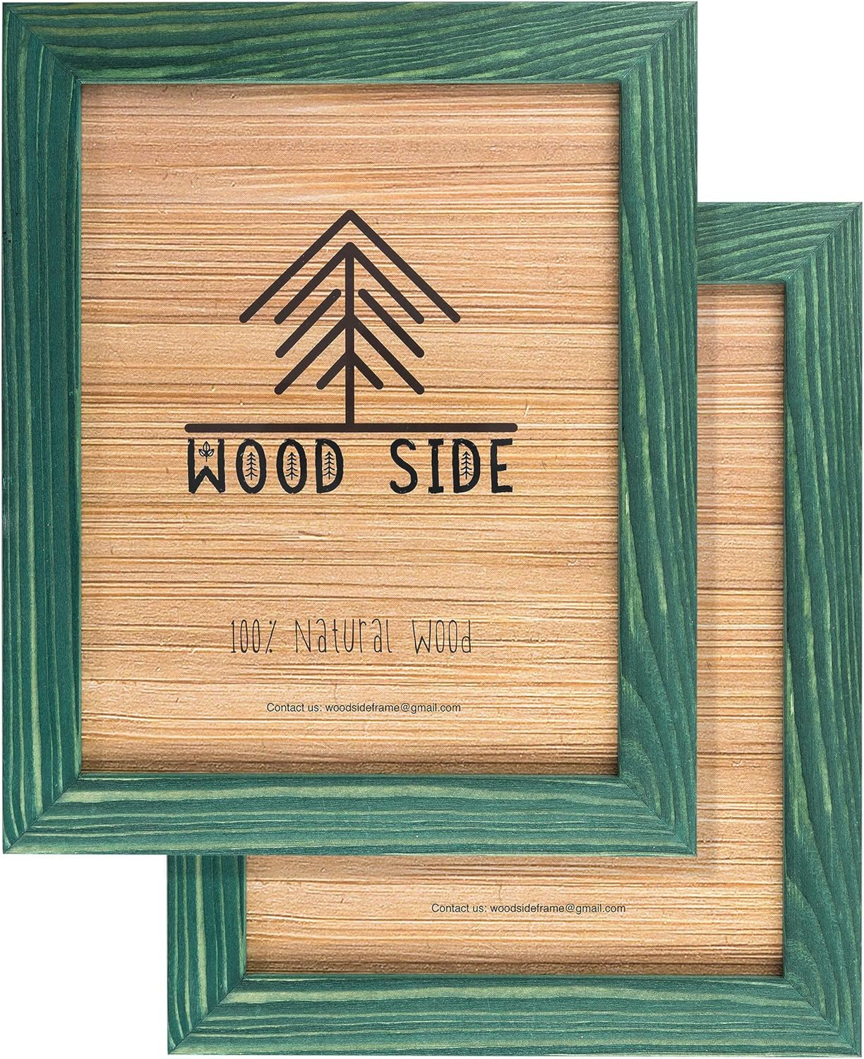 Rustic Wooden Picture Frames 8x10 - Green - Set of 2 - Natural Eco Solid Wood and High Definition Real Glass for Wall Hanging and Tabletop Photo Frame