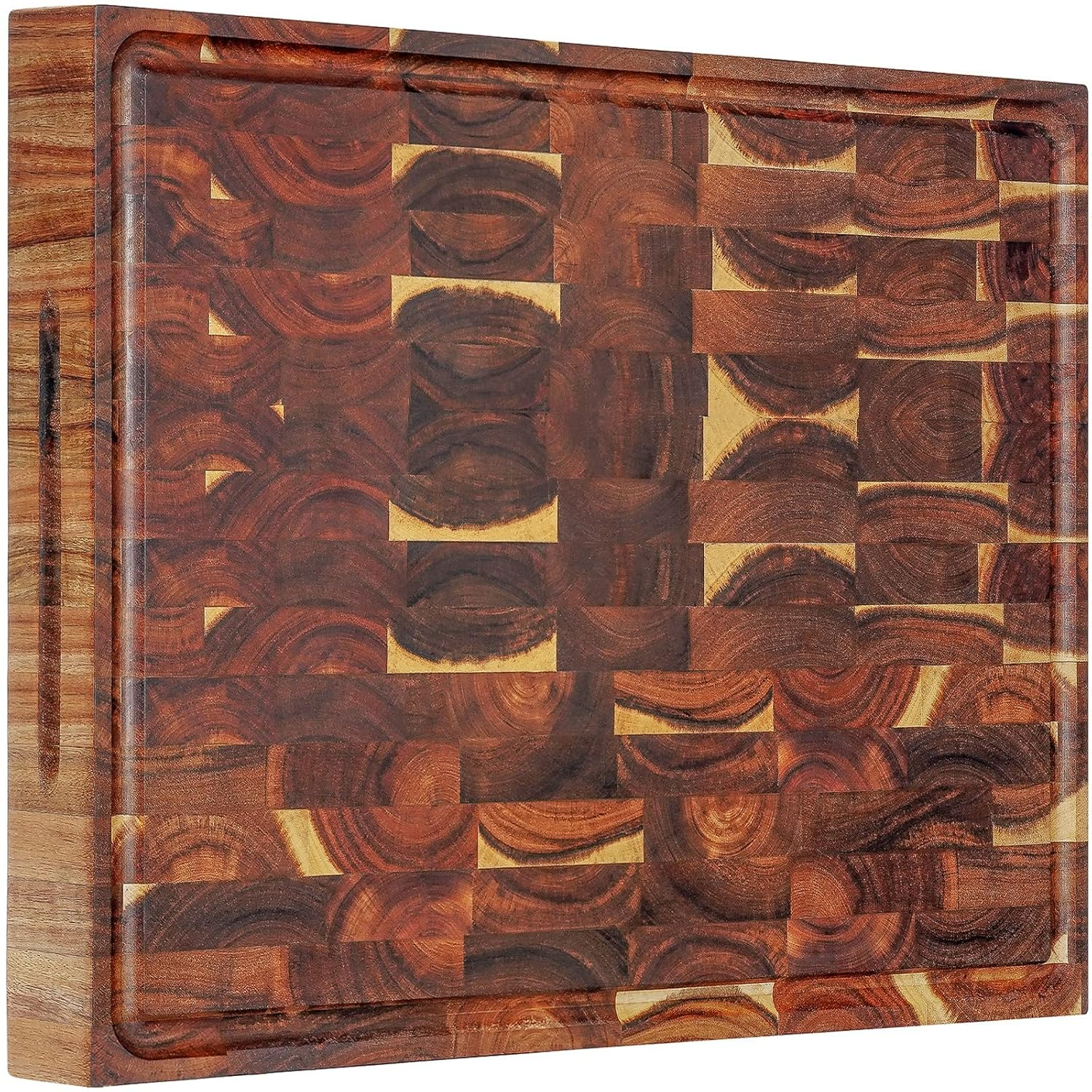 Extra Large Acacia Wood End Grain Cutting Board with Juice Groove