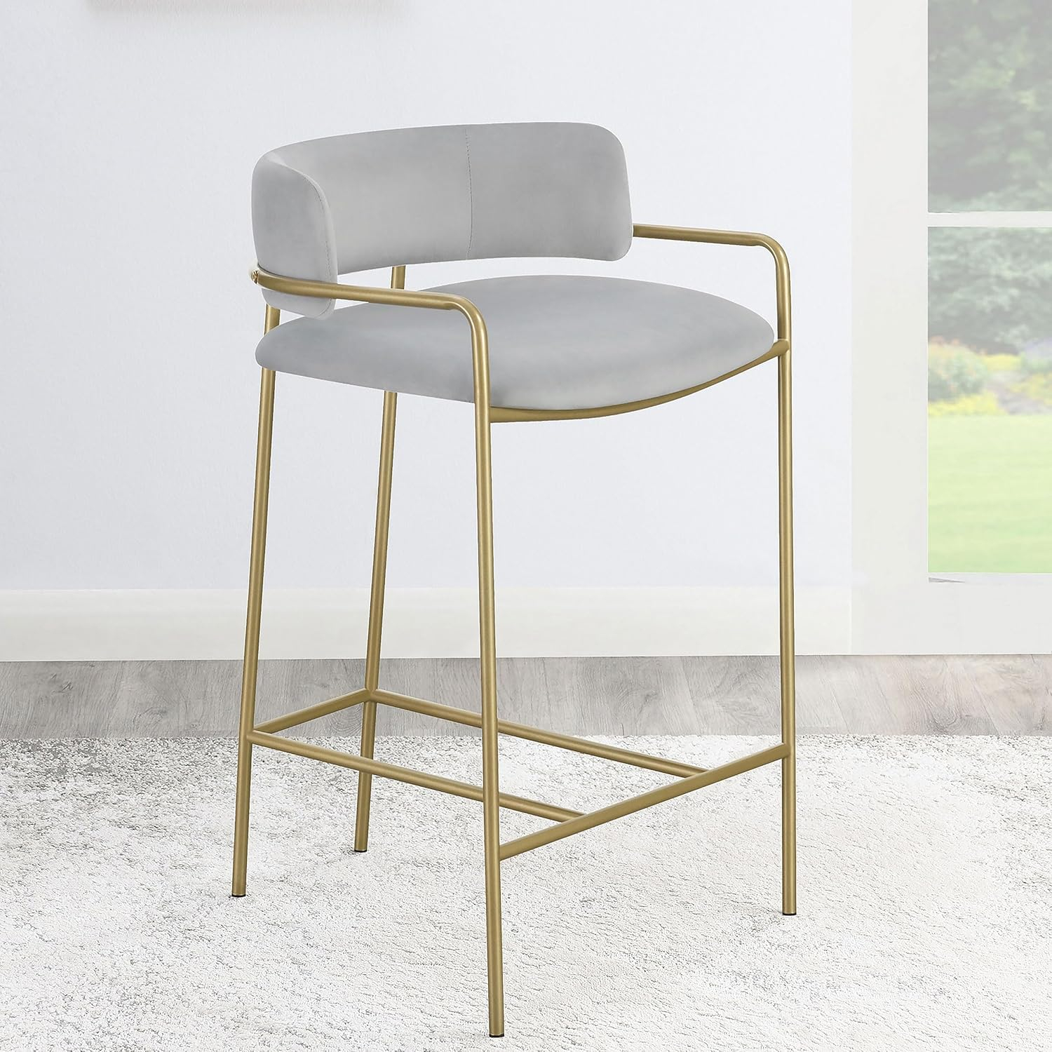 Newline Comstock Upholstered Low Back Stool Grey And Gold