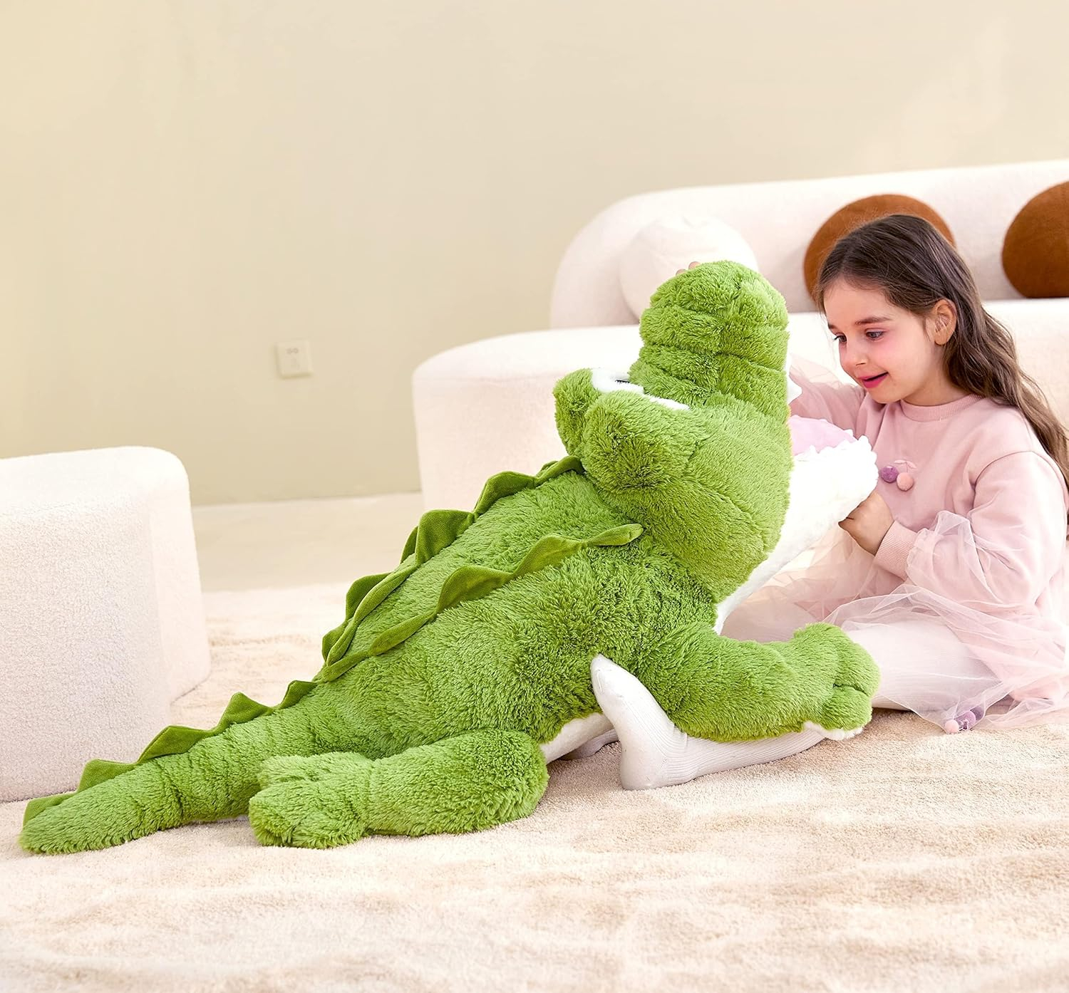 IKASA Giant Crocodile Stuffed Animal Plush Toy,Large Jumbo Alligator 30" Green Huge Cute Soft Toys,Big Size Plushy Fluffy Fat Oversized Plushie,Gifts for Kids Girls Boys Girlfriend Children