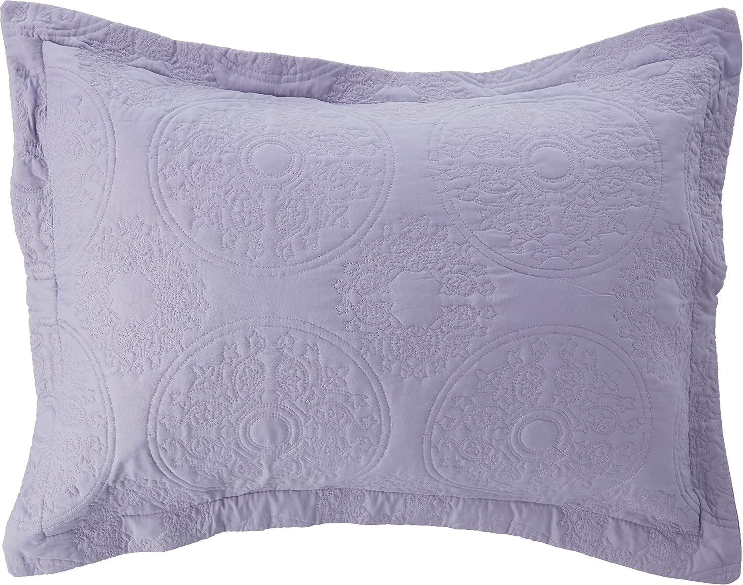 Modern Threads Ultra Soft Medallion Embroidered 3 Piece, Lavender, Full/Queen Quilt Set