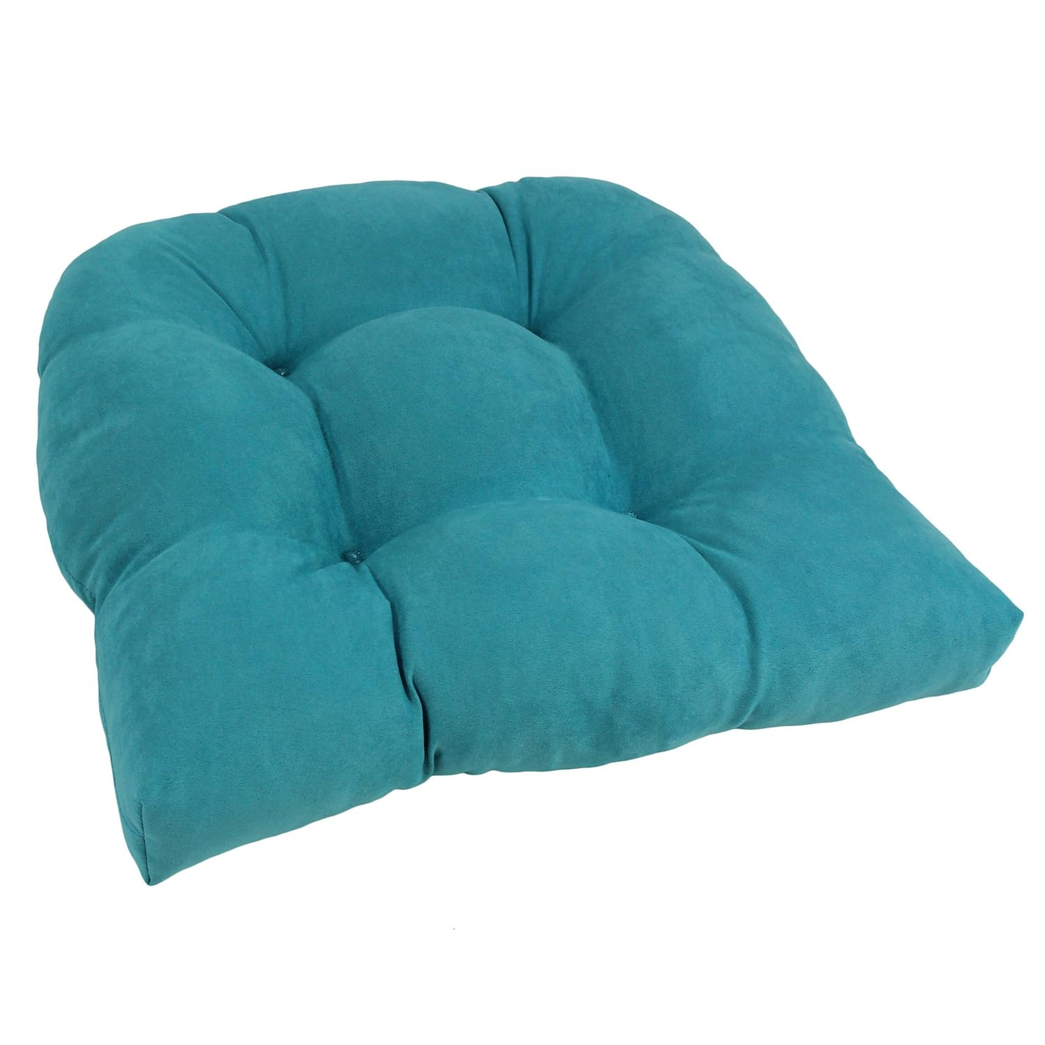 Aqua Blue 19" x 19" Microsuede Tufted Chair Cushion