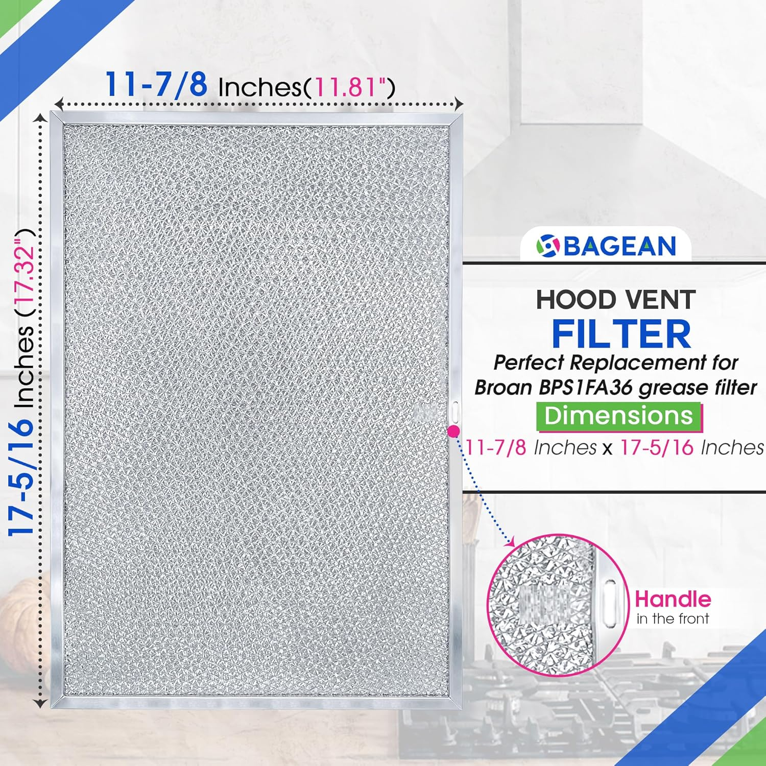 Range Hood Filter Replacement for BPS1FA36 17.35 x 11.80 Inch Broan Range Hood Filter and Allure Range Hood Filter - Hood Vent Filter for Range Hood - Filters Grease Entering the Stove Overhead