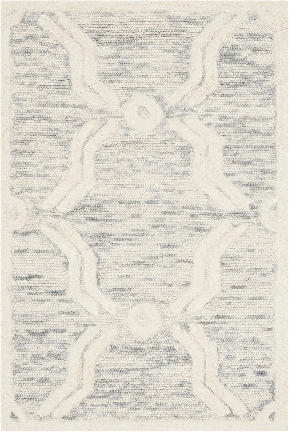 SAFAVIEH Cambridge Leland Faded Geometric Wool Area Rug, Light Grey/Ivory, 2' x 3'
